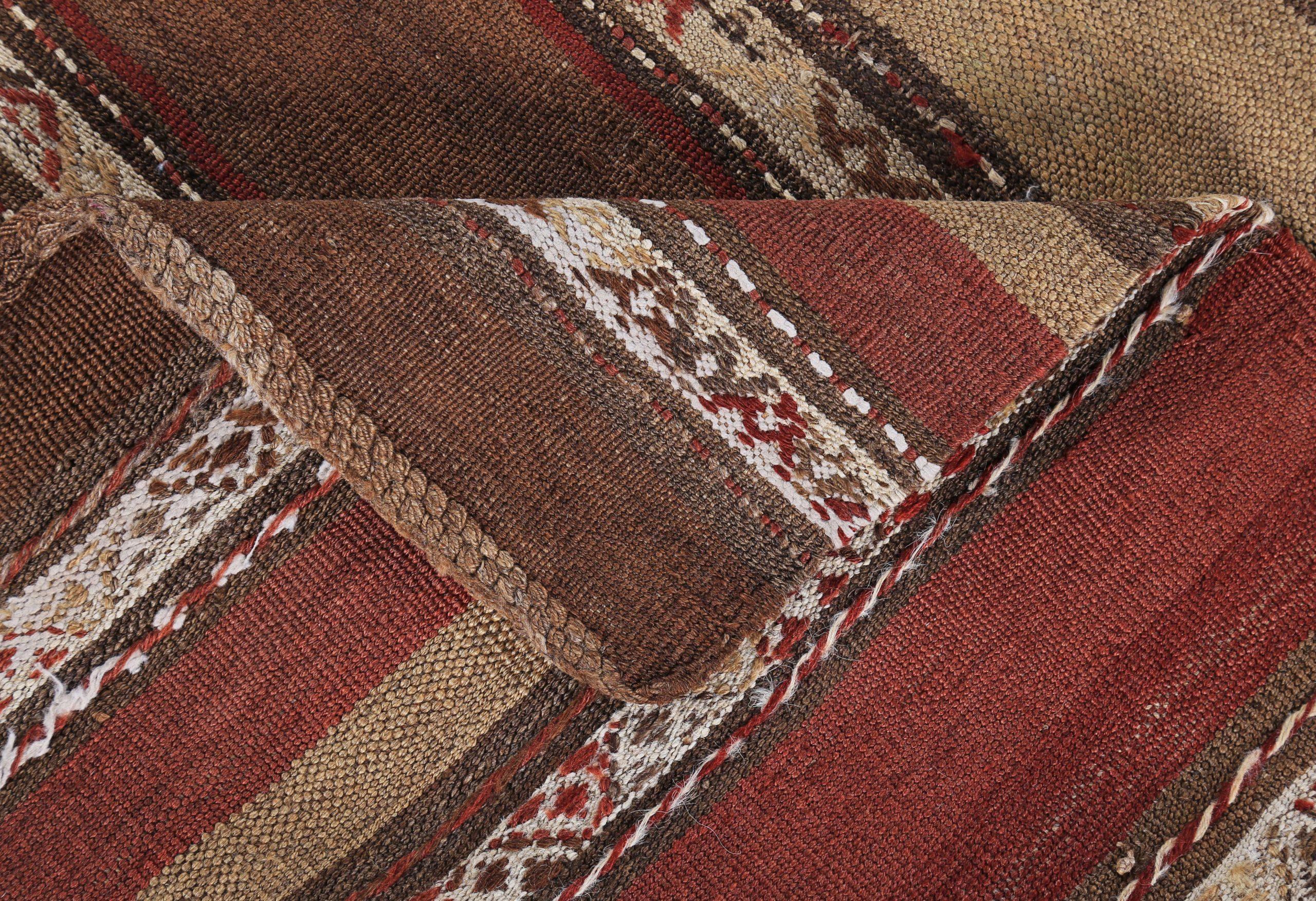 Persischer Kilim Kleiner Teppich Circa 1910 - Wolle Braun Elfenbein Rot Design - 89436 (20. Jahrhundert) im Angebot