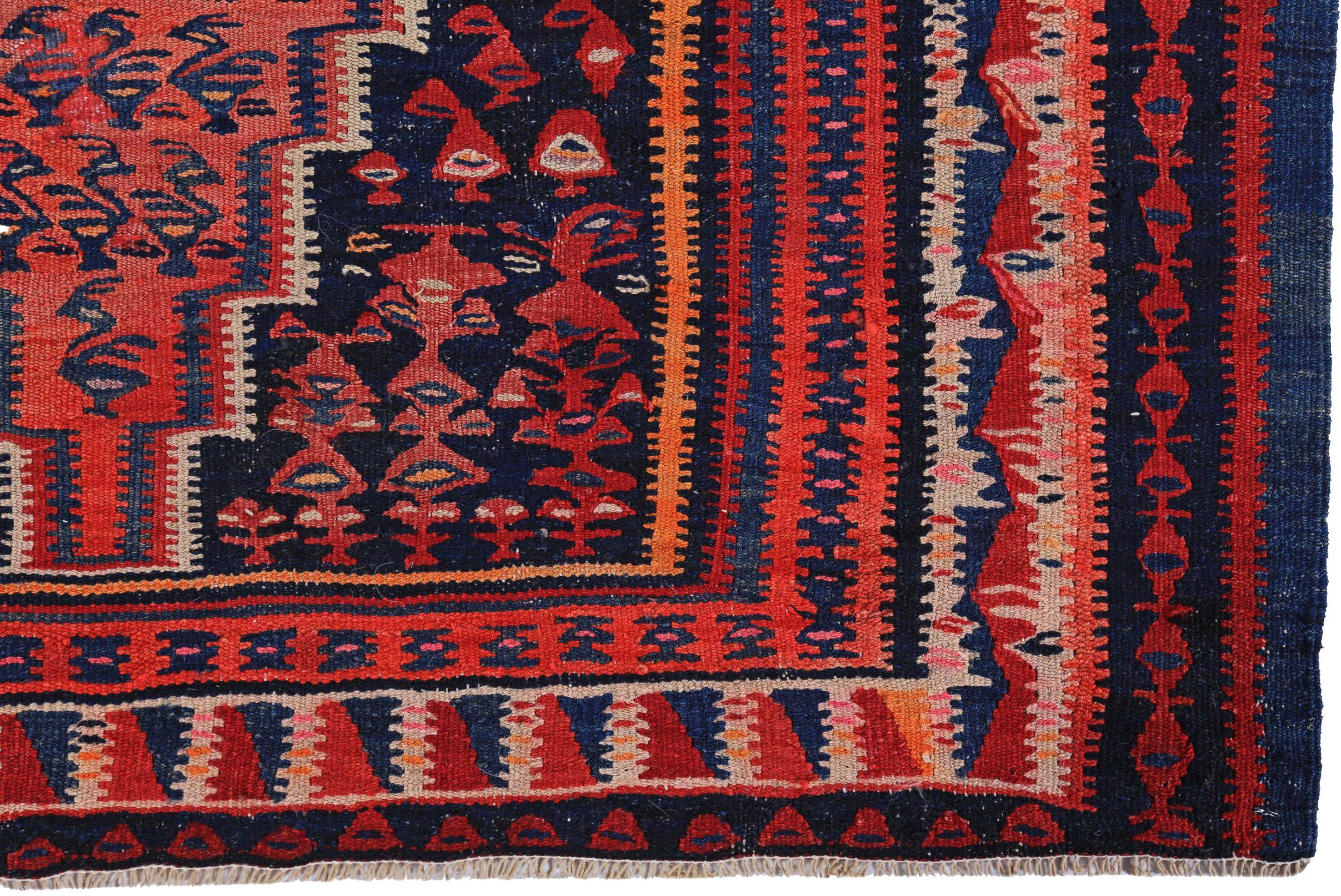 Persischer Kilim Kleiner Teppich CIRCA 1910 - Wolle Braun Elfenbein Rot Design - 89499 im Zustand „Hervorragend“ im Angebot in Dallas, TX