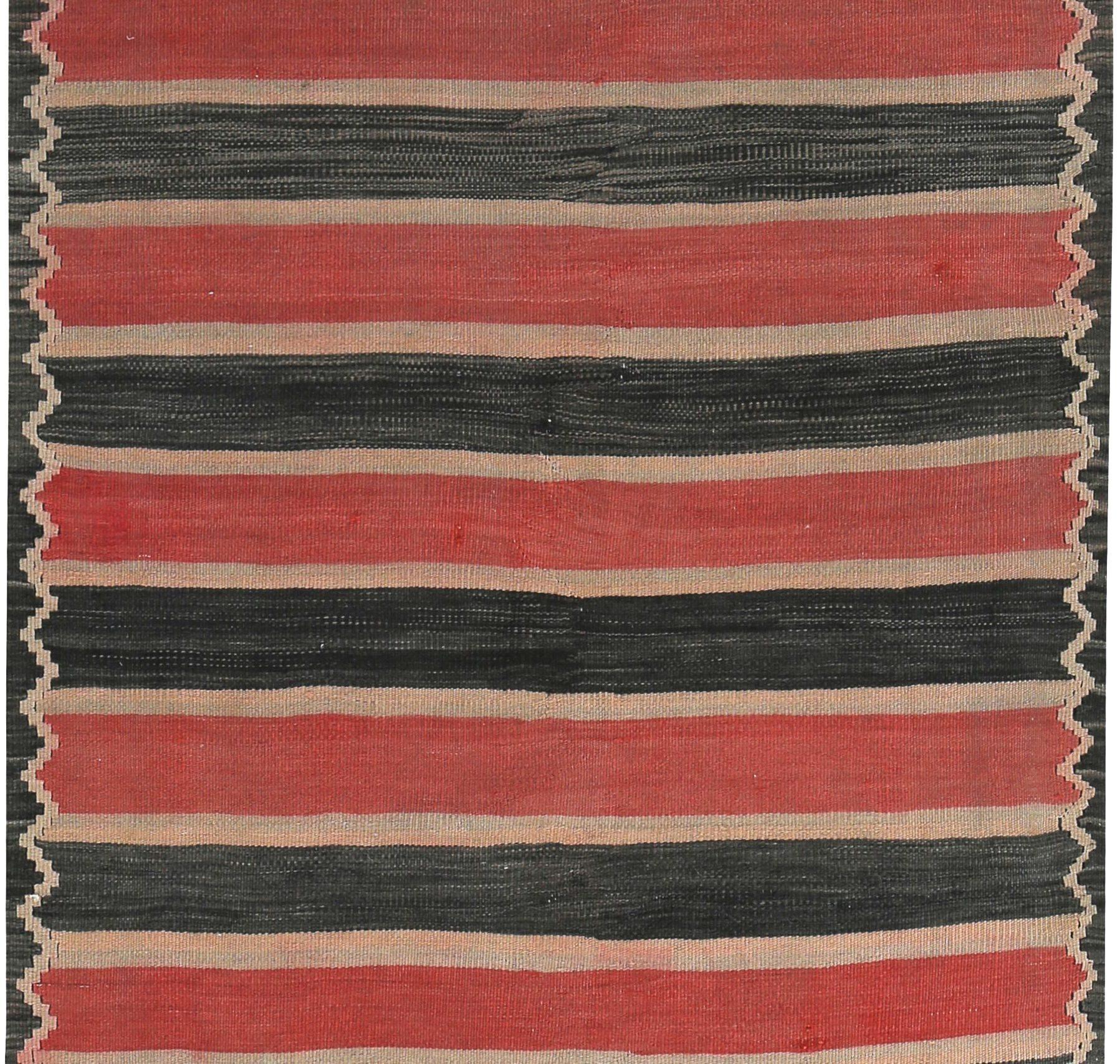 Persischer Kilim Kleiner Teppich CIRCA 1910 - Wolle Braun Elfenbein Rot Design - 89506 (Asiatisch) im Angebot