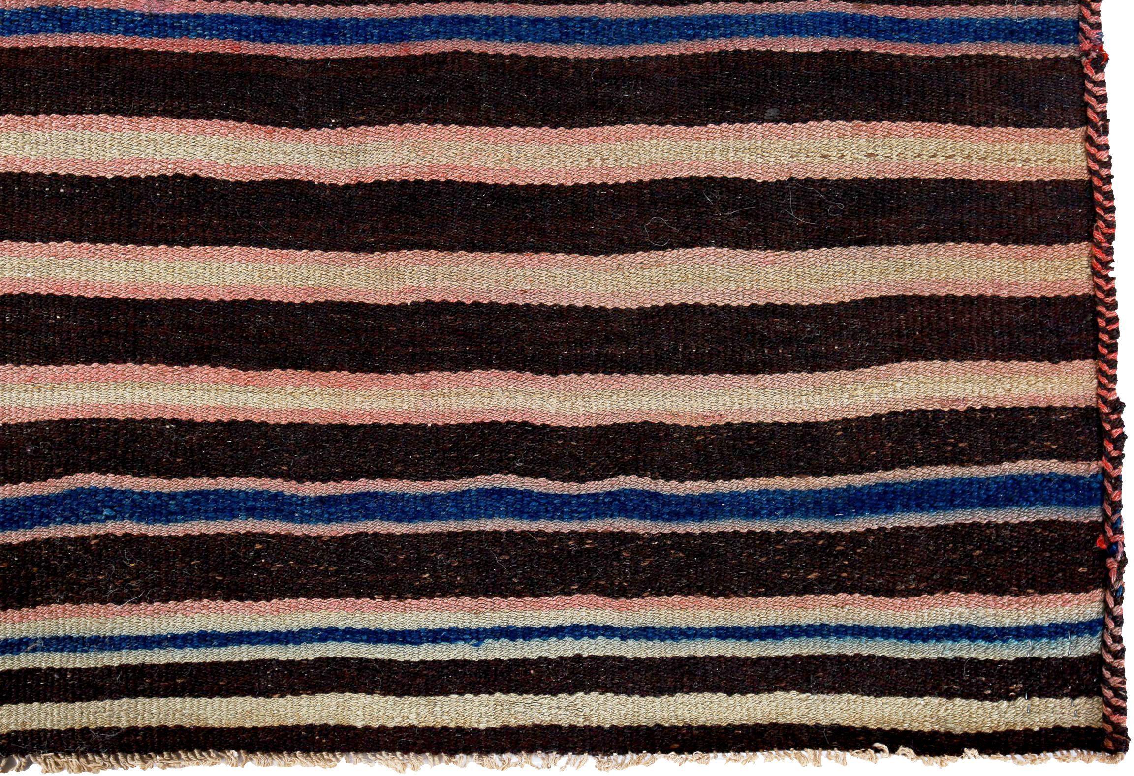 Persischer Kilim Kleiner Teppich CIRCA 1910 - Wolle Braun Elfenbein Rot Design - 89511 im Zustand „Hervorragend“ im Angebot in Dallas, TX