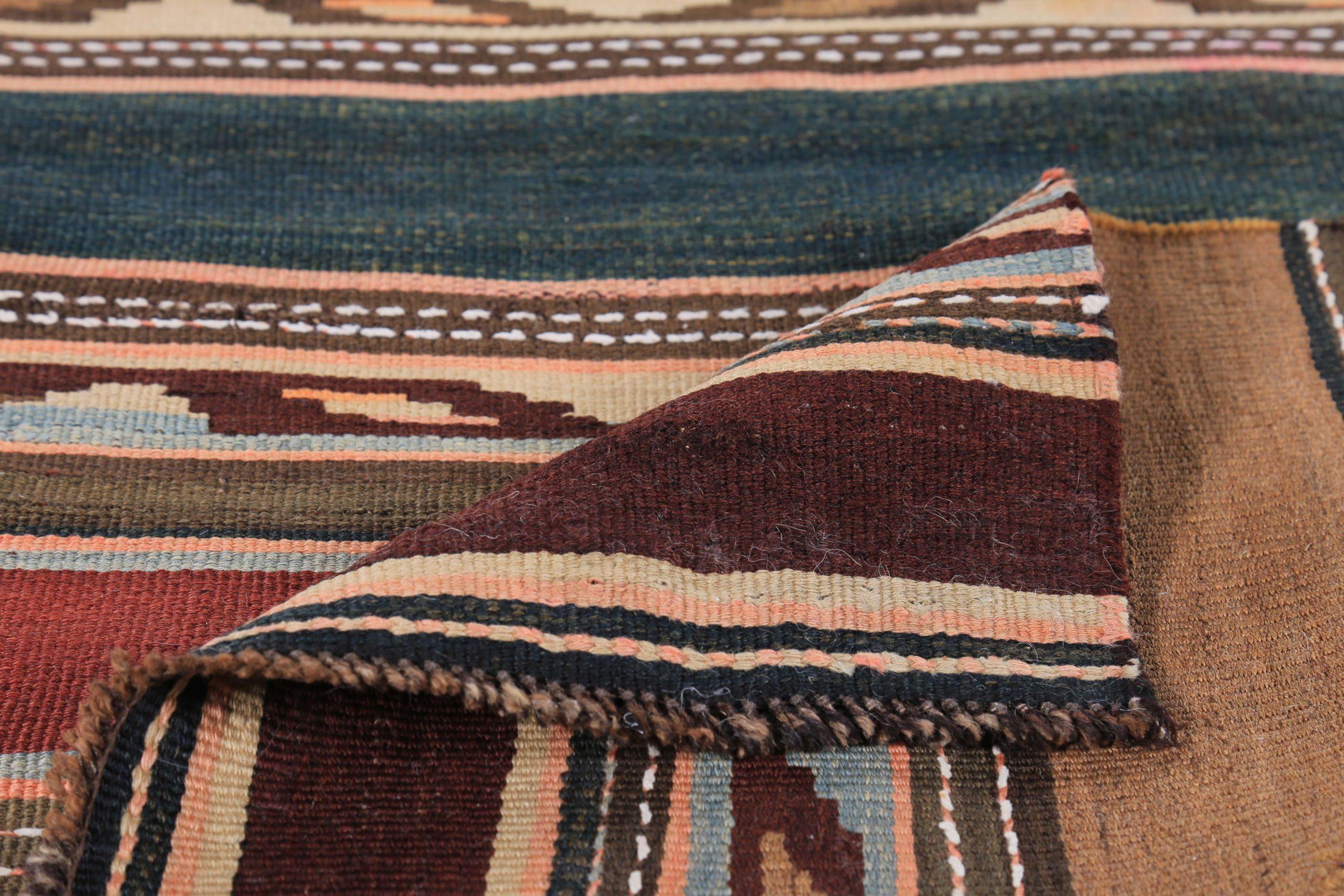 Persischer Kilim Kleiner Teppich Circa 1910 - Wolle Braun Elfenbein Rot Design - 89528 im Zustand „Hervorragend“ im Angebot in Dallas, TX
