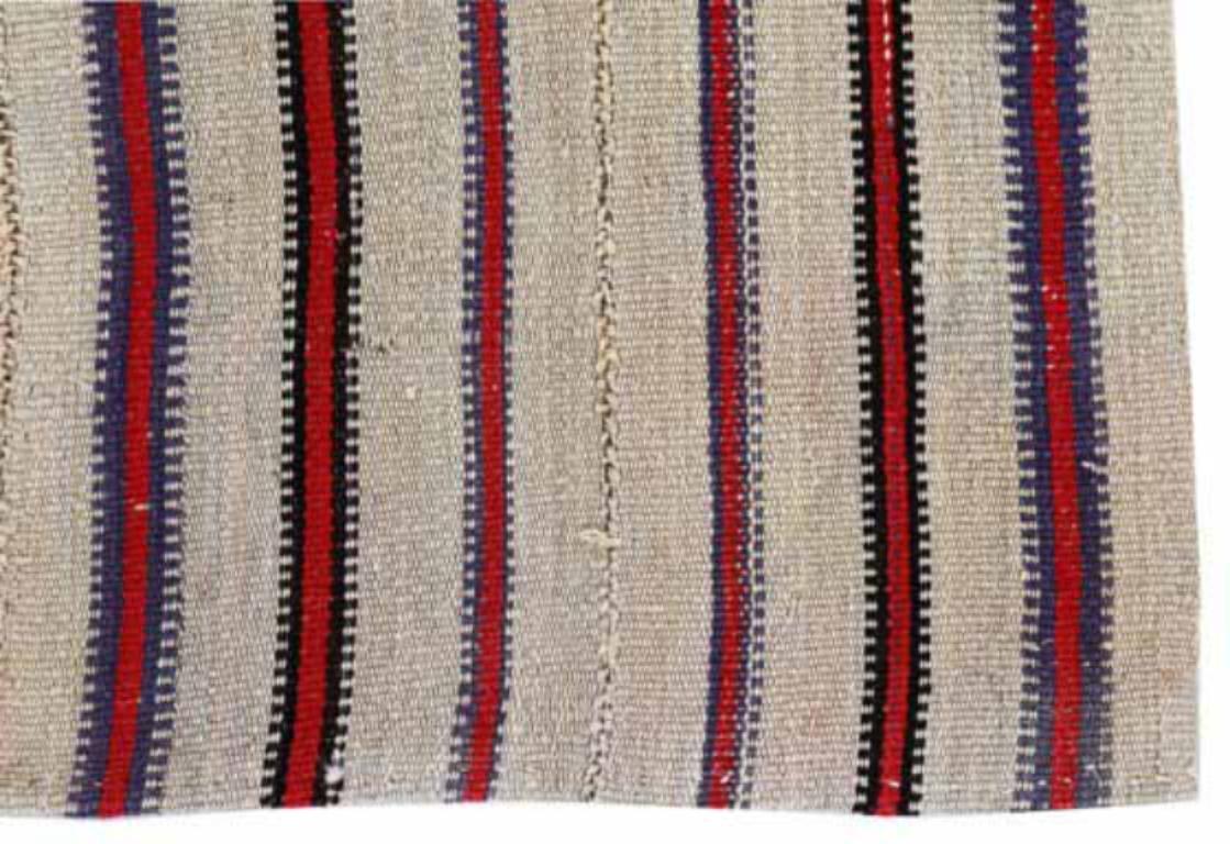 Persischer Kilim Kleiner Teppich CIRCA 1910 - Wolle Braun Elfenbein Rot Design - 91337 (Asiatisch) im Angebot