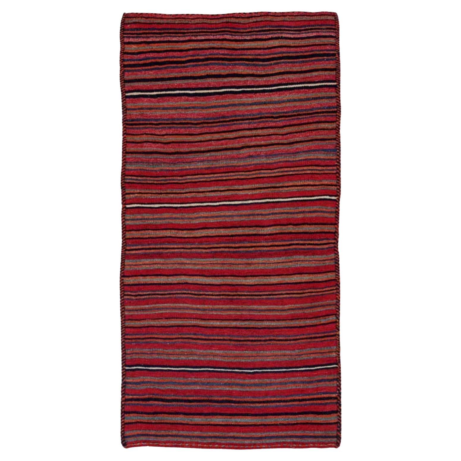 Persischer Kilim Kleiner Teppich CIRCA 1910 - Wolle Braun Elfenbein Rot Design - 91396