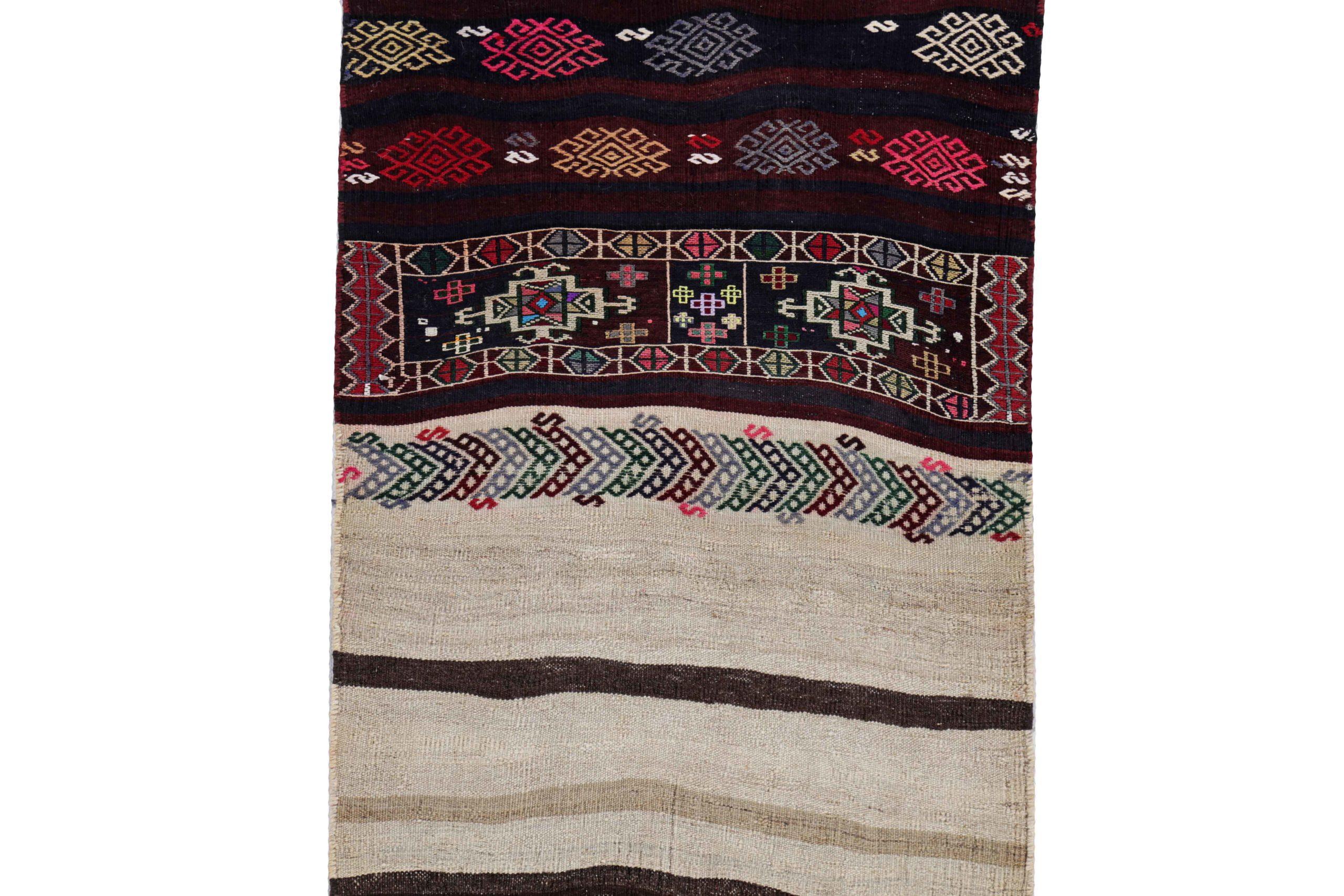 Persischer Kilim Kleiner Teppich CIRCA 1910 - Wolle Braun Elfenbein Rot Design - 91542 (Asiatisch) im Angebot