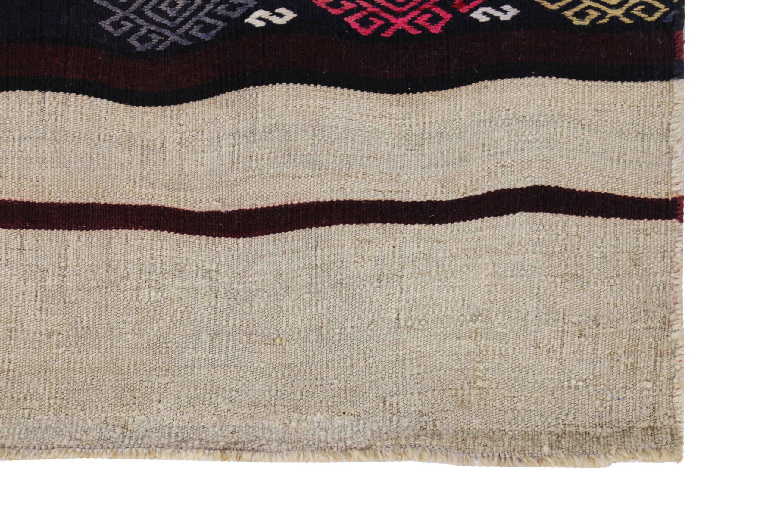 Persischer Kilim Kleiner Teppich CIRCA 1910 - Wolle Braun Elfenbein Rot Design - 91542 (20. Jahrhundert) im Angebot