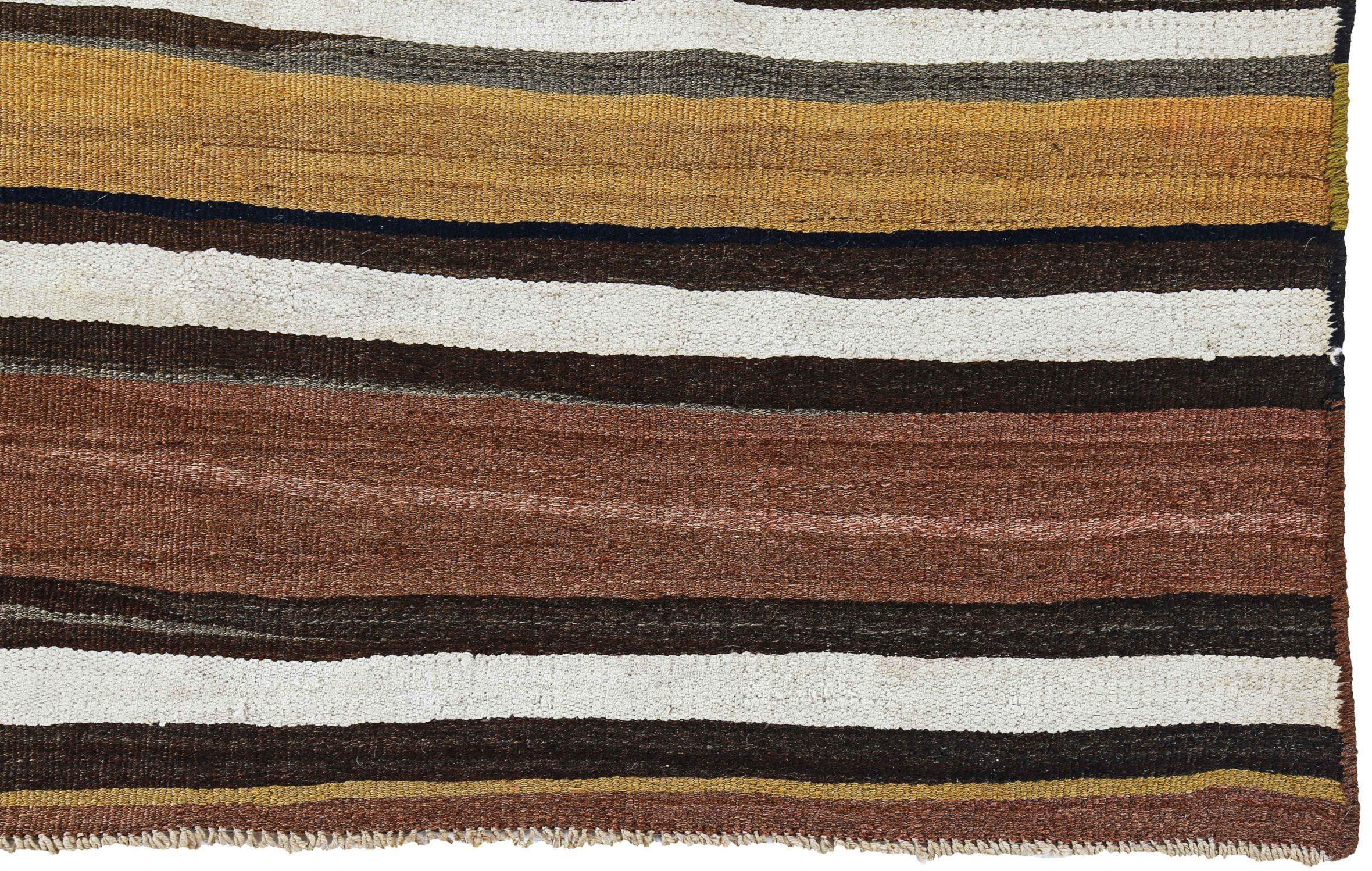 Persischer Kilim Kleiner Teppich CIRCA 1910 - Wolle Braun Elfenbein Rot Gelb Design - 91172 (20. Jahrhundert) im Angebot