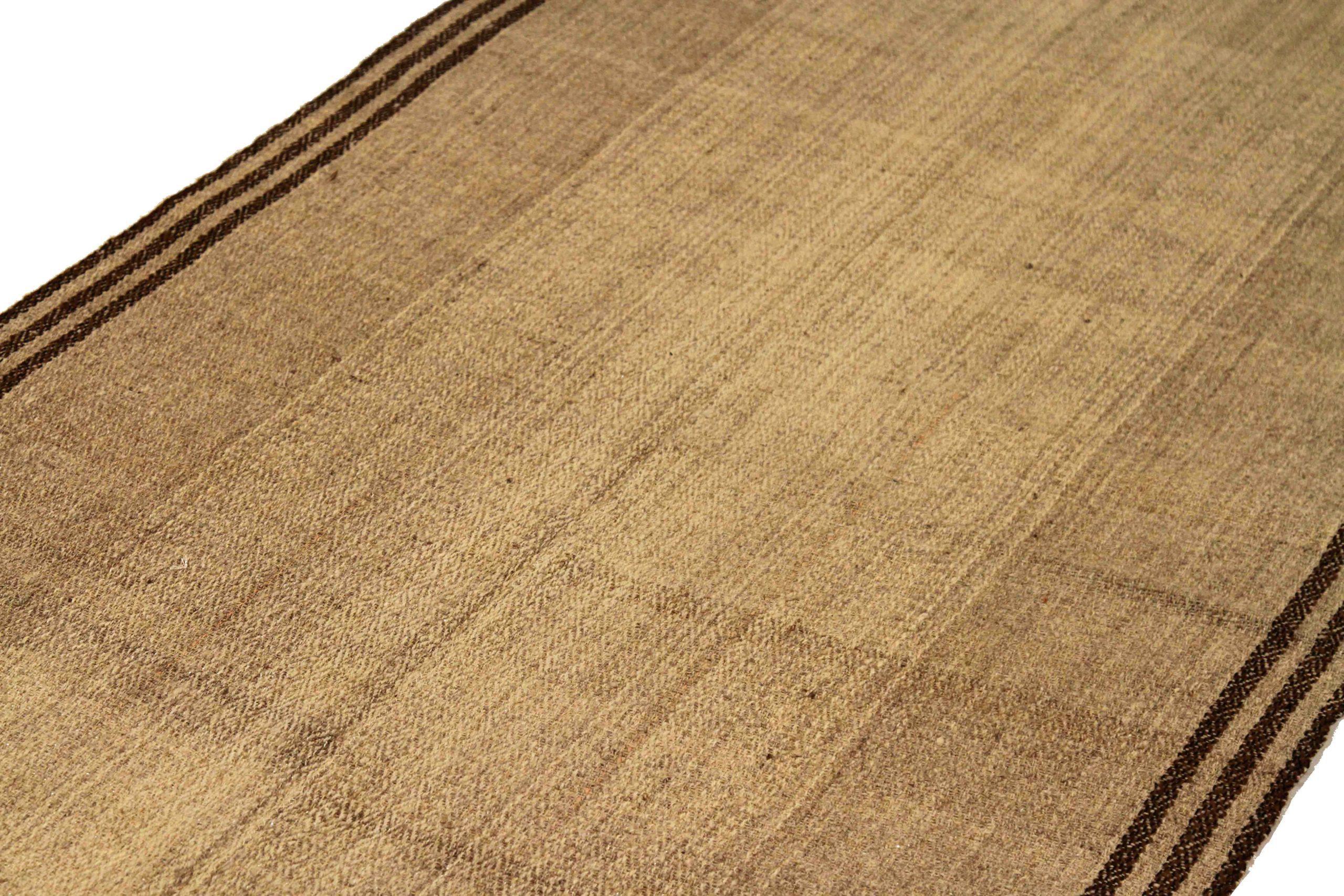 Persischer Kilim Kleiner Teppich CIRCA 1910 - Wolle Braun Elfenbein Taupe 74153 (Asiatisch) im Angebot