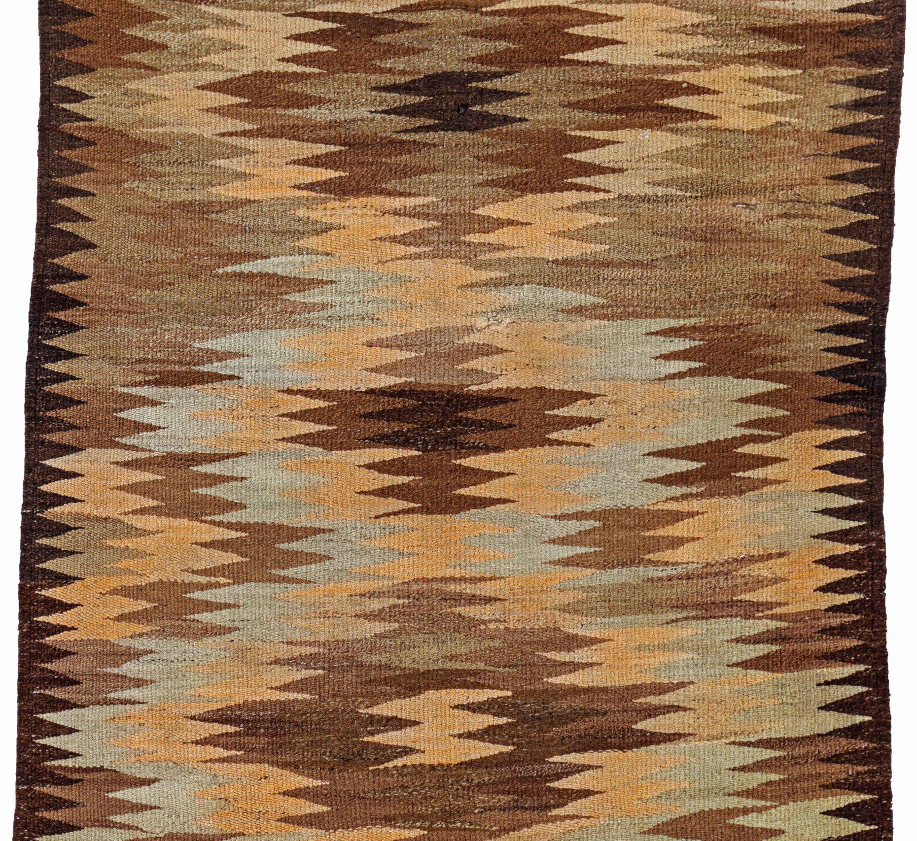 Asiatico Rug & Kilim persiano del 1910 - Lana marrone avorio giallo - 91257 in vendita