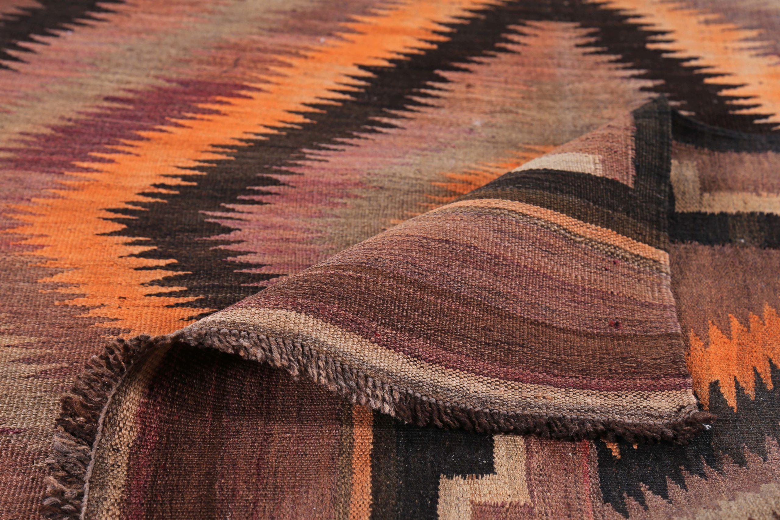 Persischer Kilim Kleiner Teppich CIRCA 1910 - Wolle Braun Orange Rosa Design - 89429 (20. Jahrhundert) im Angebot