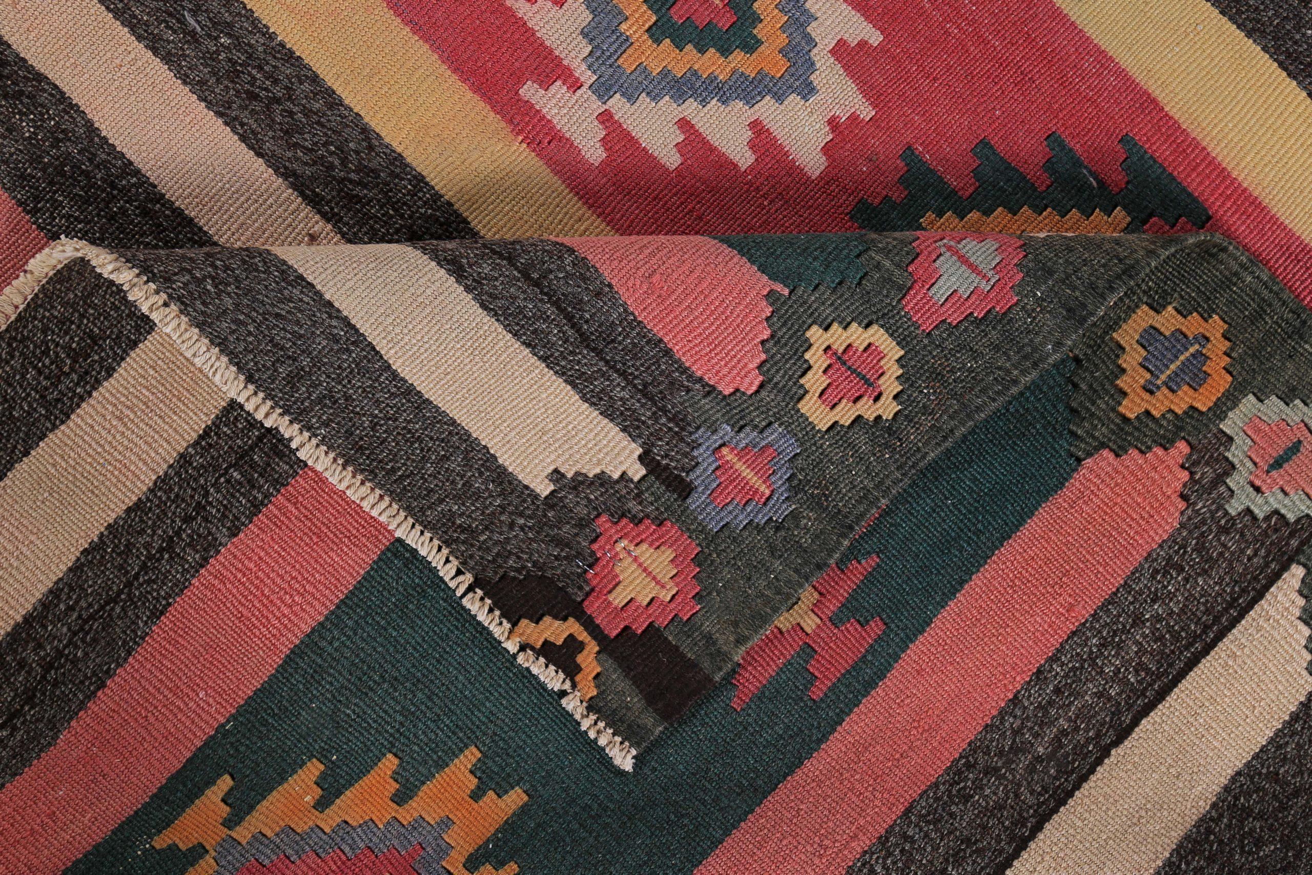 20th Century Persian Kilim Small Rug Circa 1910 - Wool Brown Orange Pink Yellow - 89422 For Sale