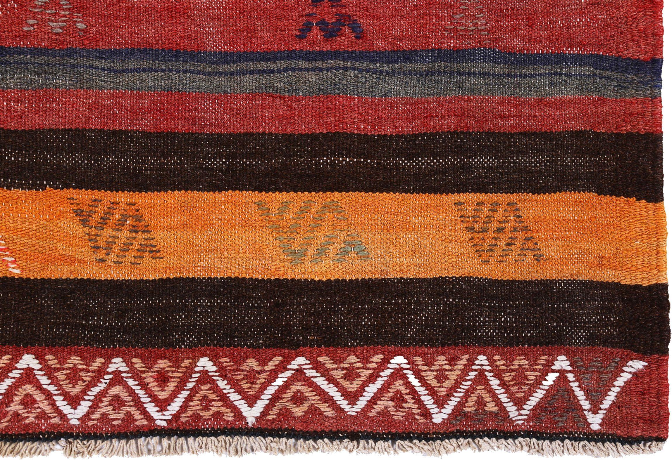 Persischer Kilim Kleiner Teppich CIRCA 1910 - Wolle Braun Orange Rot Design - 89290 im Zustand „Hervorragend“ im Angebot in Dallas, TX