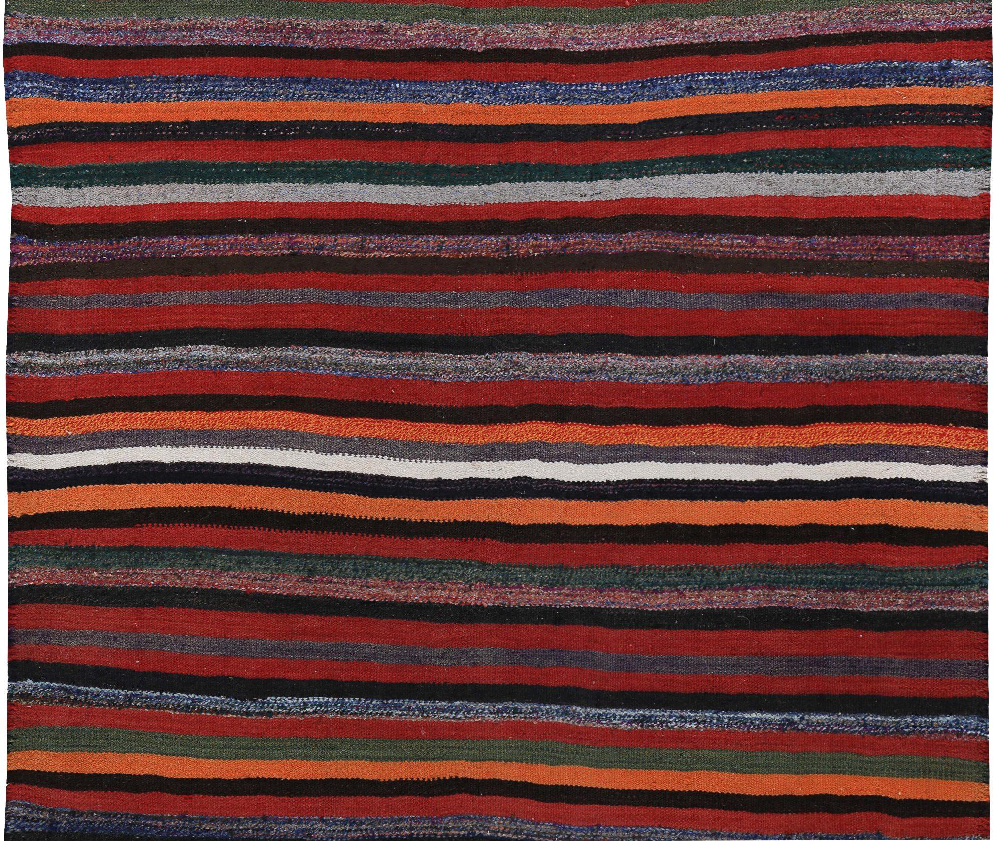 Persischer Kilim Kleiner Teppich CIRCA 1910 - Wolle Braun Orange Rot Design - 89328 (Asiatisch) im Angebot