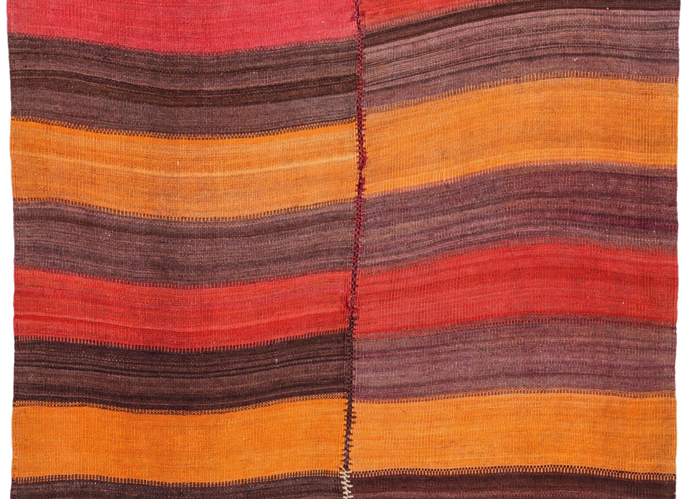 Persischer Kilim Kleiner Teppich CIRCA 1910 - Wolle Braun Orange Rot Design - 91255 (Asiatisch) im Angebot
