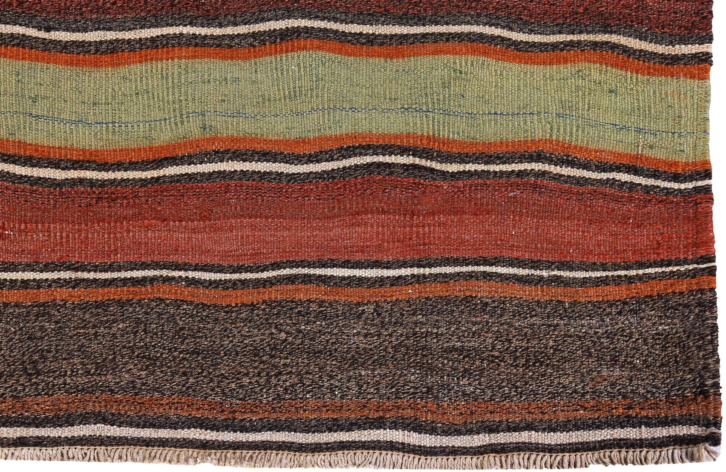 Persischer Kilim Kleiner Teppich CIRCA 1910 - Wolle Braun Orange Rot Gelb Design - 89497 (Asiatisch) im Angebot