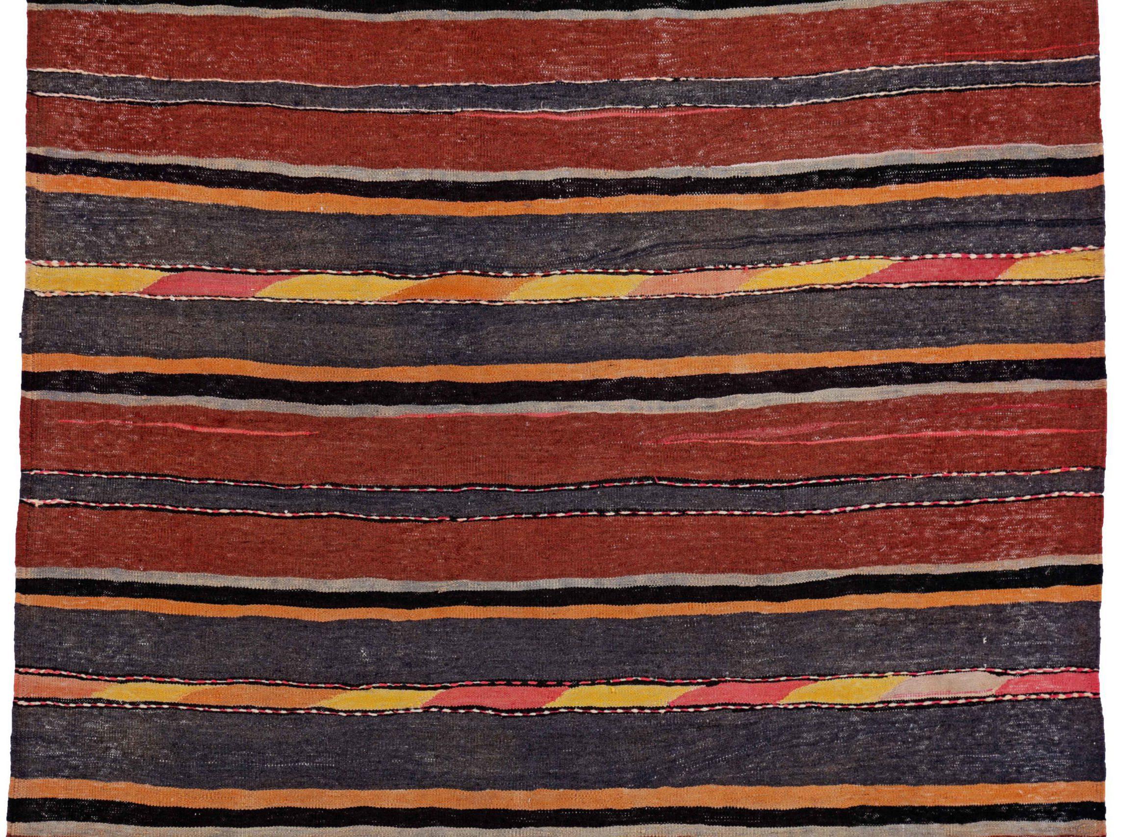 Persischer Kilim Kleiner Teppich CIRCA 1910 - Wolle Braun Orange Rot Gelb Design - 91477 (Asiatisch) im Angebot