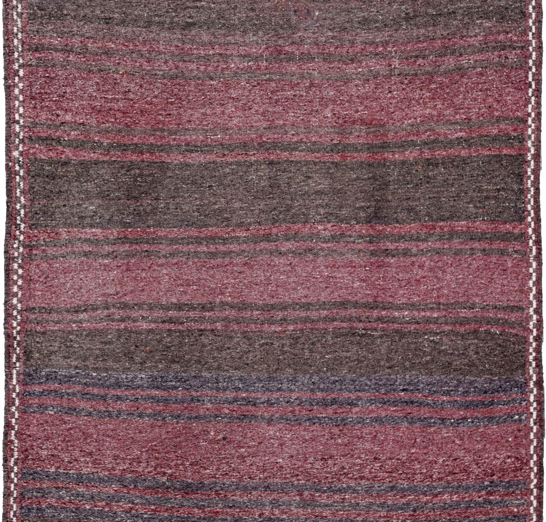 Asian Persian Kilim Small Rug Circa 1910 - Wool Brown Pink Design - 91312 For Sale
