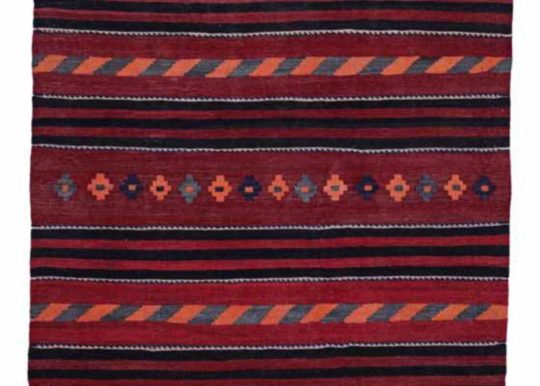 Persischer Kilim Kleiner Teppich CIRCA 1910 - Wolle Braun Rosa Rot Design - 91548 (Asiatisch) im Angebot