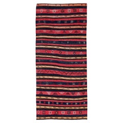 Persischer Kilim Kleiner Teppich CIRCA 1910 - Wolle Braun Rosa Rot Gelb Design - 91551
