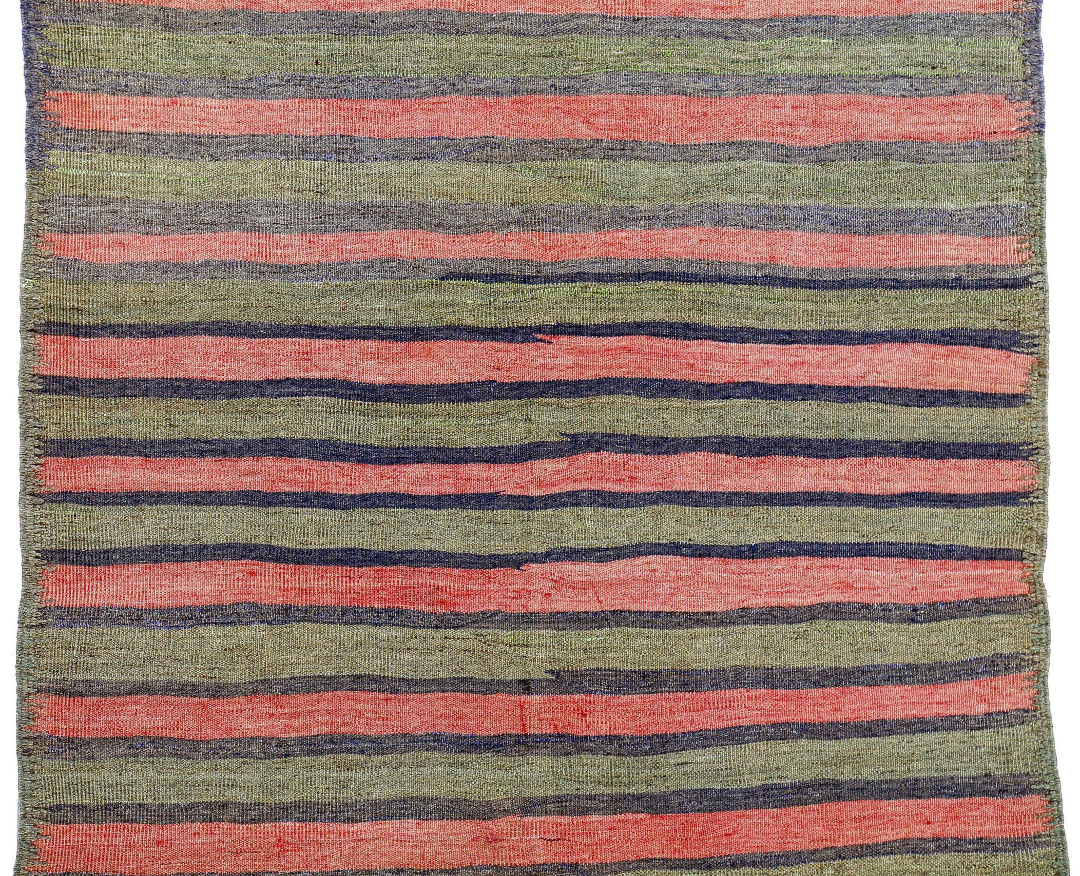 Persischer Kelim-Teppich Circa 1910 - Wolle Grau Grün Rot Design - 91267 (Asiatisch) im Angebot