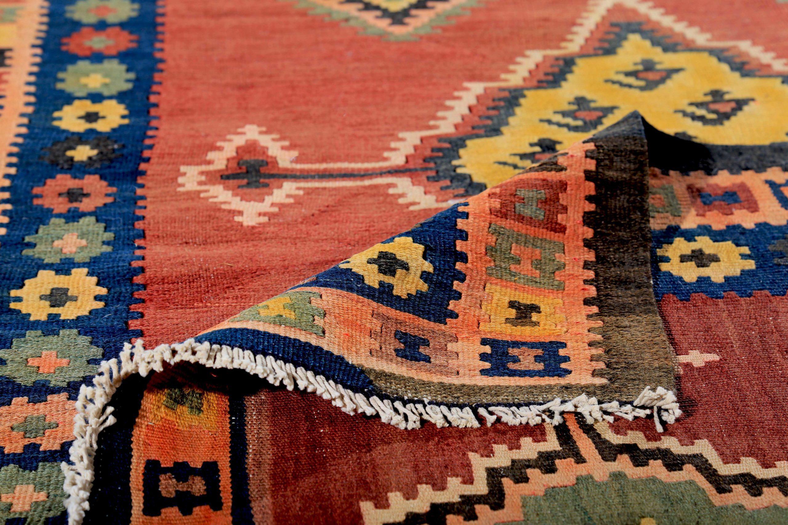 Persischer Kelim-Teppich Circa 1910 - Wolle Grün Rosa Rot Design - 89217 (20. Jahrhundert) im Angebot