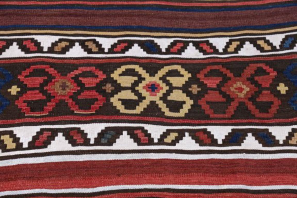 Persische Kilim Small Rug CIRCA 1910 - Wolle Elfenbein Rot Gelb Design - 91552 im Zustand „Hervorragend“ im Angebot in Dallas, TX