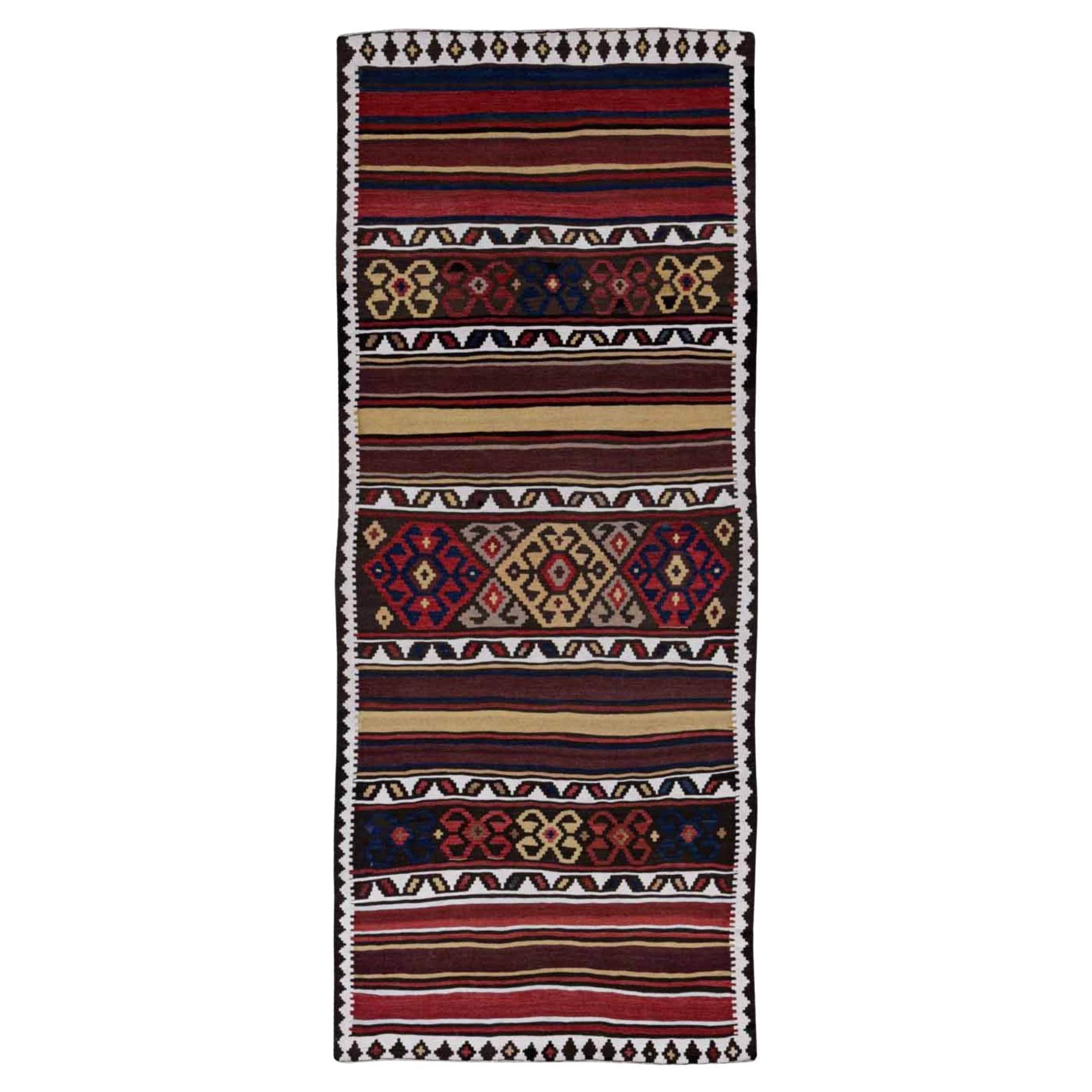 Persische Kilim Small Rug CIRCA 1910 - Wolle Elfenbein Rot Gelb Design - 91552