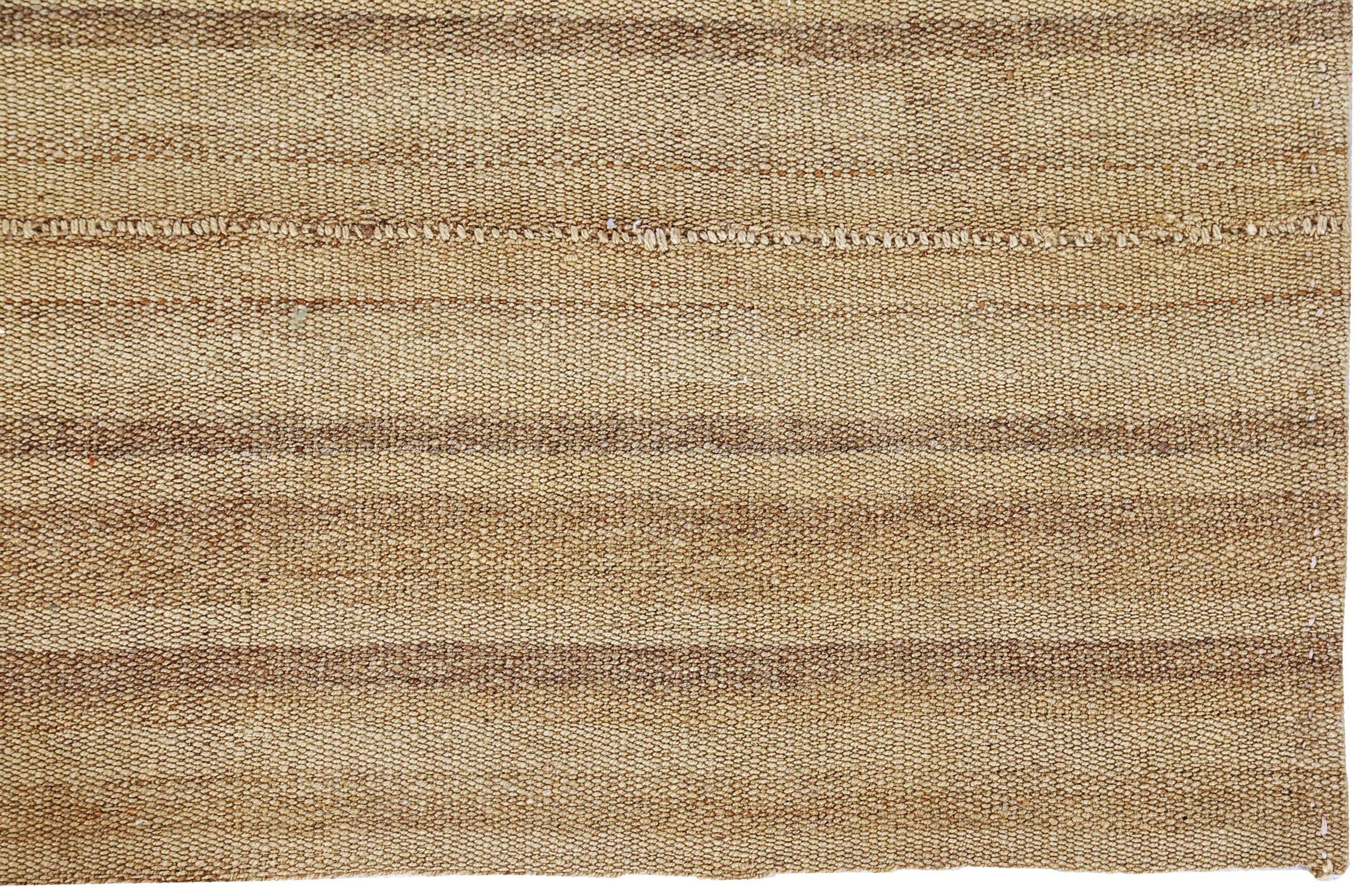 Persischer Kelim-Teppich Circa 1910 - Wolle Elfenbein Taupe Design - 91564 im Zustand „Hervorragend“ im Angebot in Dallas, TX