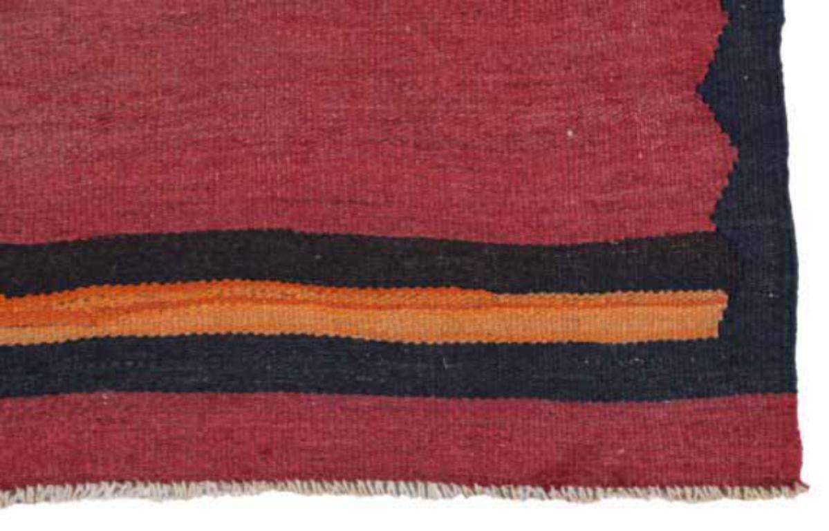 Persischer Kelim-Teppich Circa 1910 - Wolle Hellblau Orange Rosa Rot - 91332 (Asiatisch) im Angebot