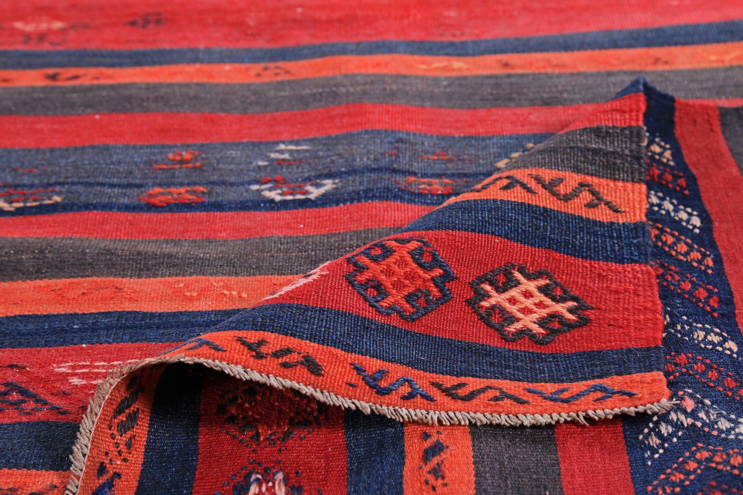 XX secolo Rug & Kilim persiano del 1910 - Lana blu navy arancione rosso - 89452 in vendita