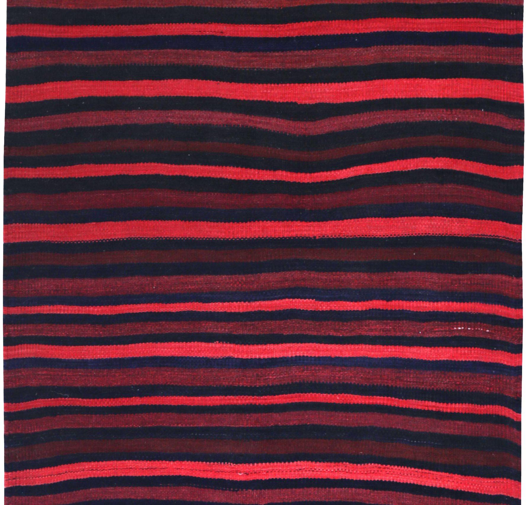 Persischer Kelim-Teppich Circa 1910 - Wolle Marineblau Rosa Design - 89428 (Asiatisch) im Angebot