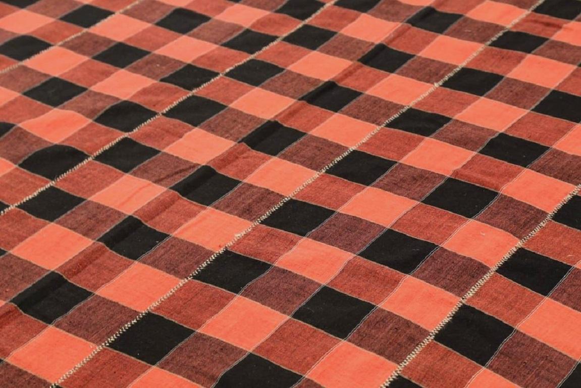 Alfombra Persa Kilim Pequeña Circa 1940 - Lana Negro Rosa Rojo 72720 Asiático en venta
