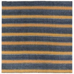 Persischer Kilim Small Rug CIRCA 1940 - Wolle Marineblau Gelb Design - 89984