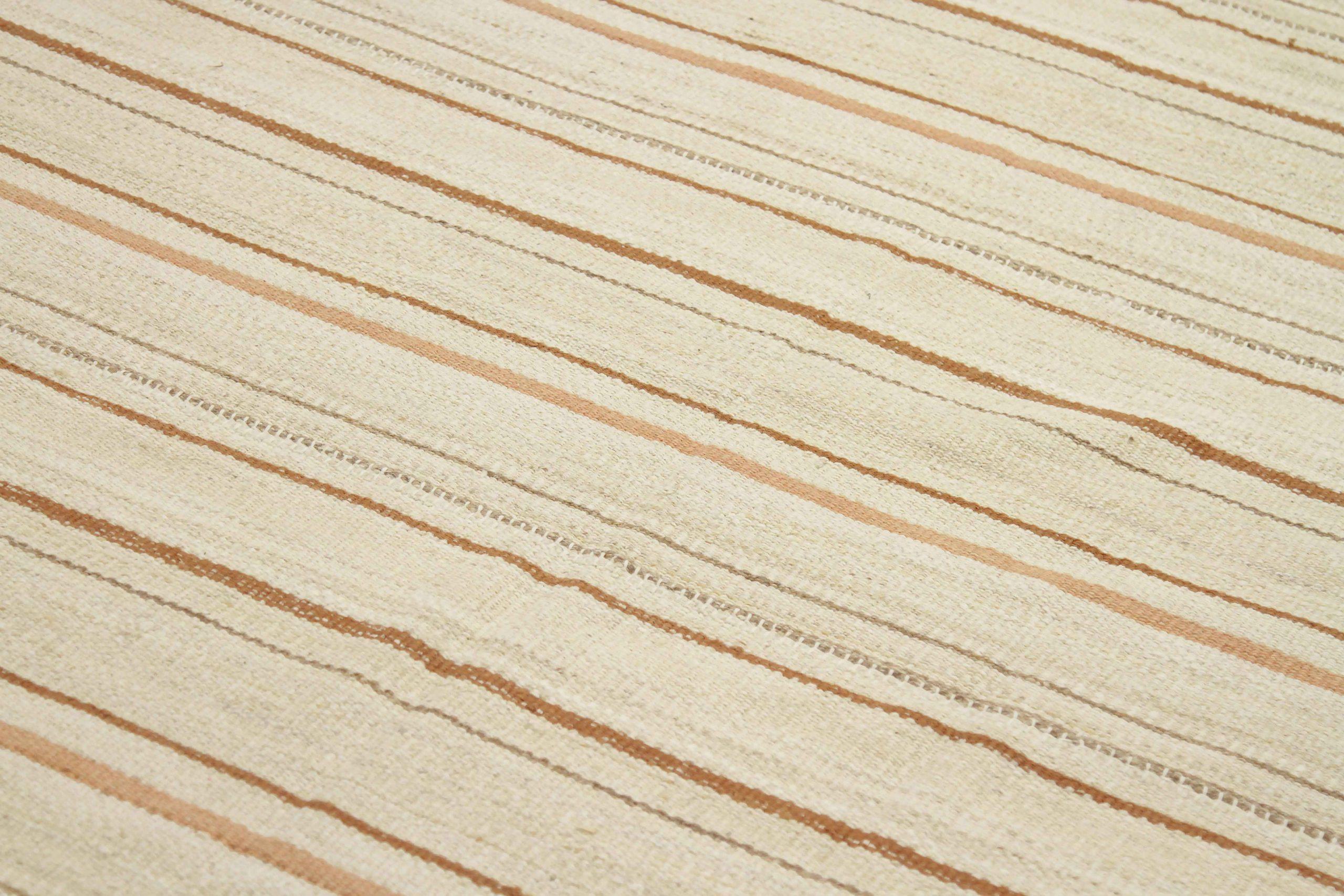 Alfombra Persa Kilim Small - Lana Marrón Marfil Diseño Amarillo - 88227 siglo XX en venta