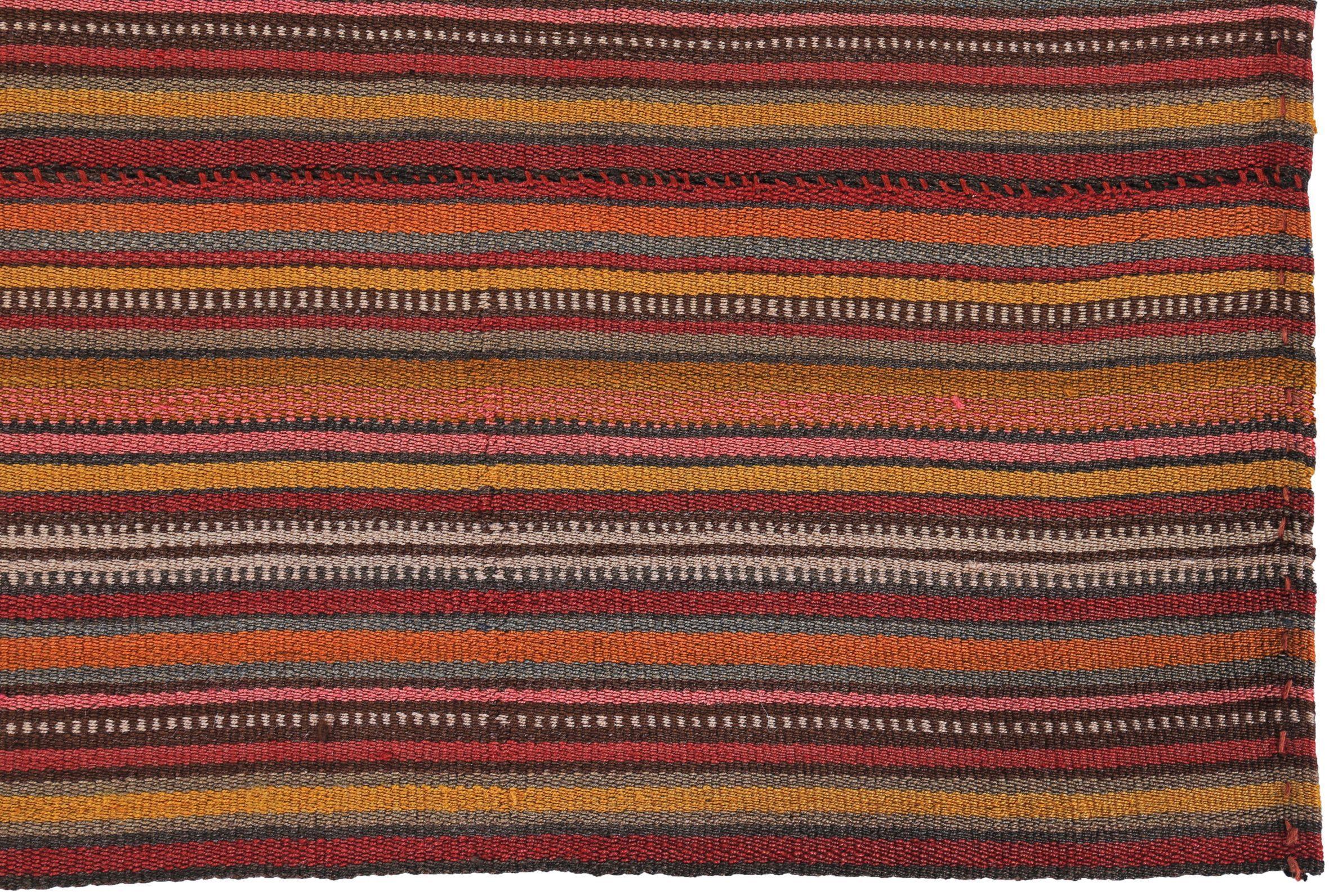 Asiatico Tappeti persiani Kilim quadrati - Lana Arancione Rosso Giallo - 89523 in vendita