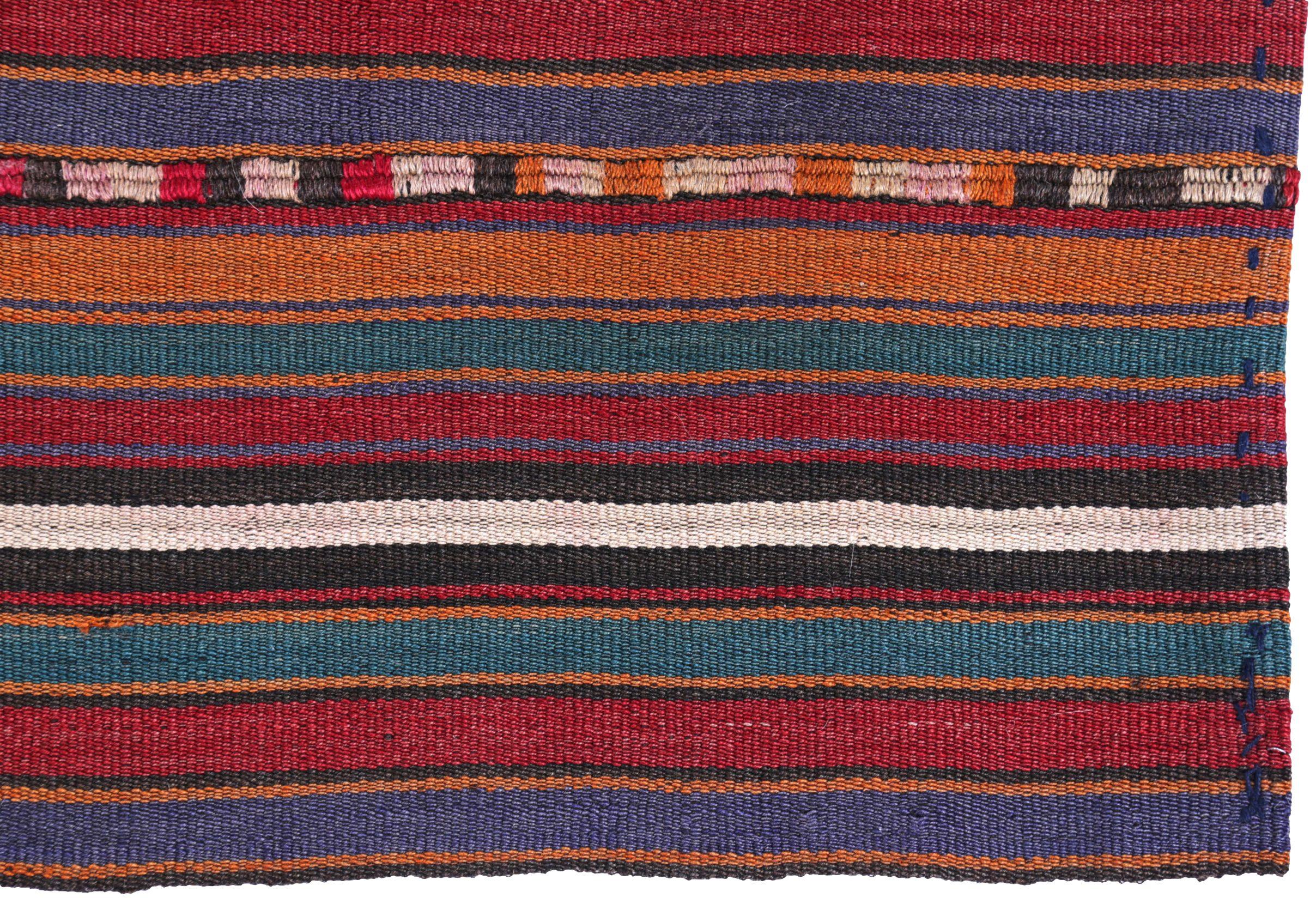 Persischer quadratischer Kelim-Teppich Circa 1910 - Wolle Blau Orange Rot Design - 89474 (Asiatisch) im Angebot
