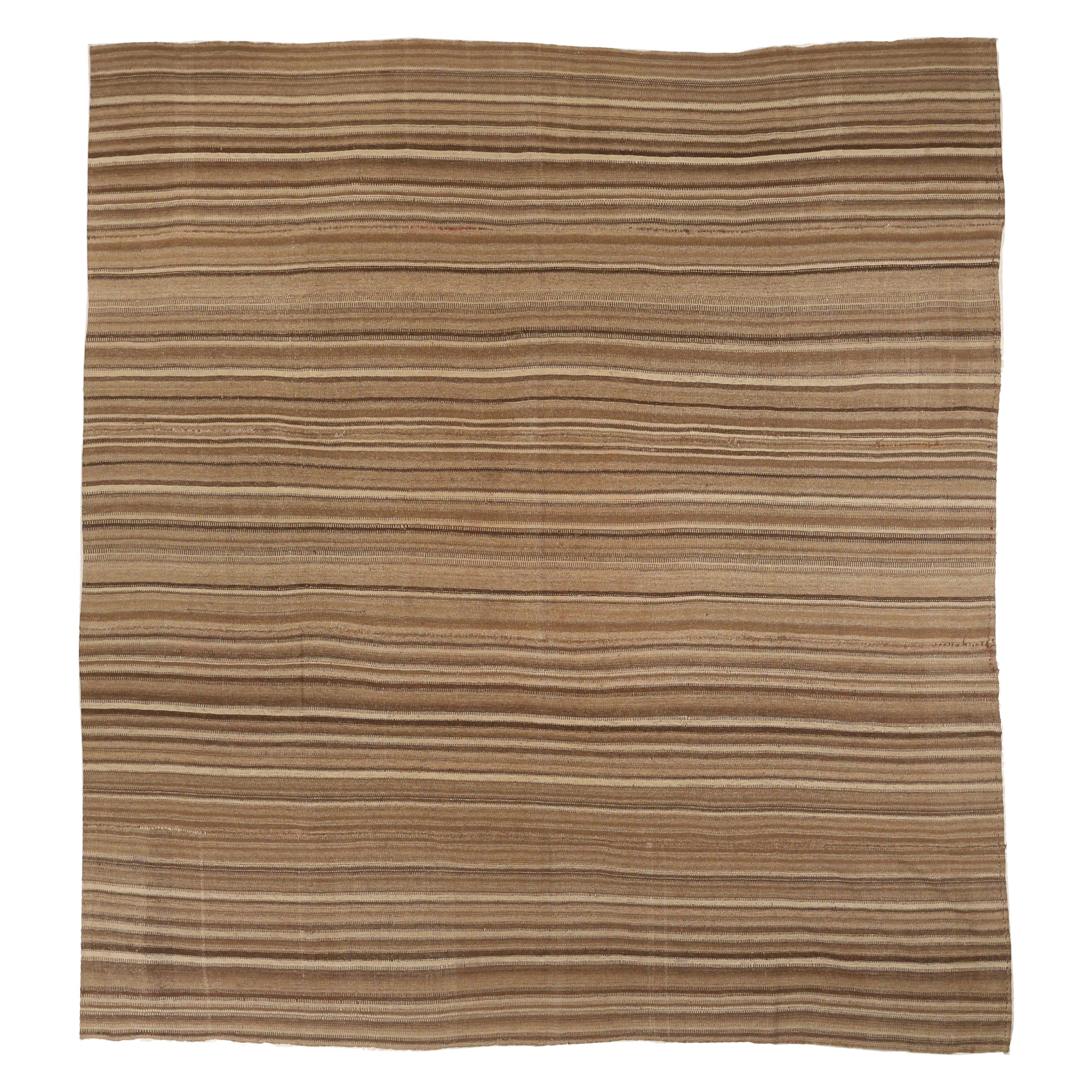 Persische Kilim Quadratische Teppiche Circa 1910 - Wolle Braun Elfenbein Taupe 74156