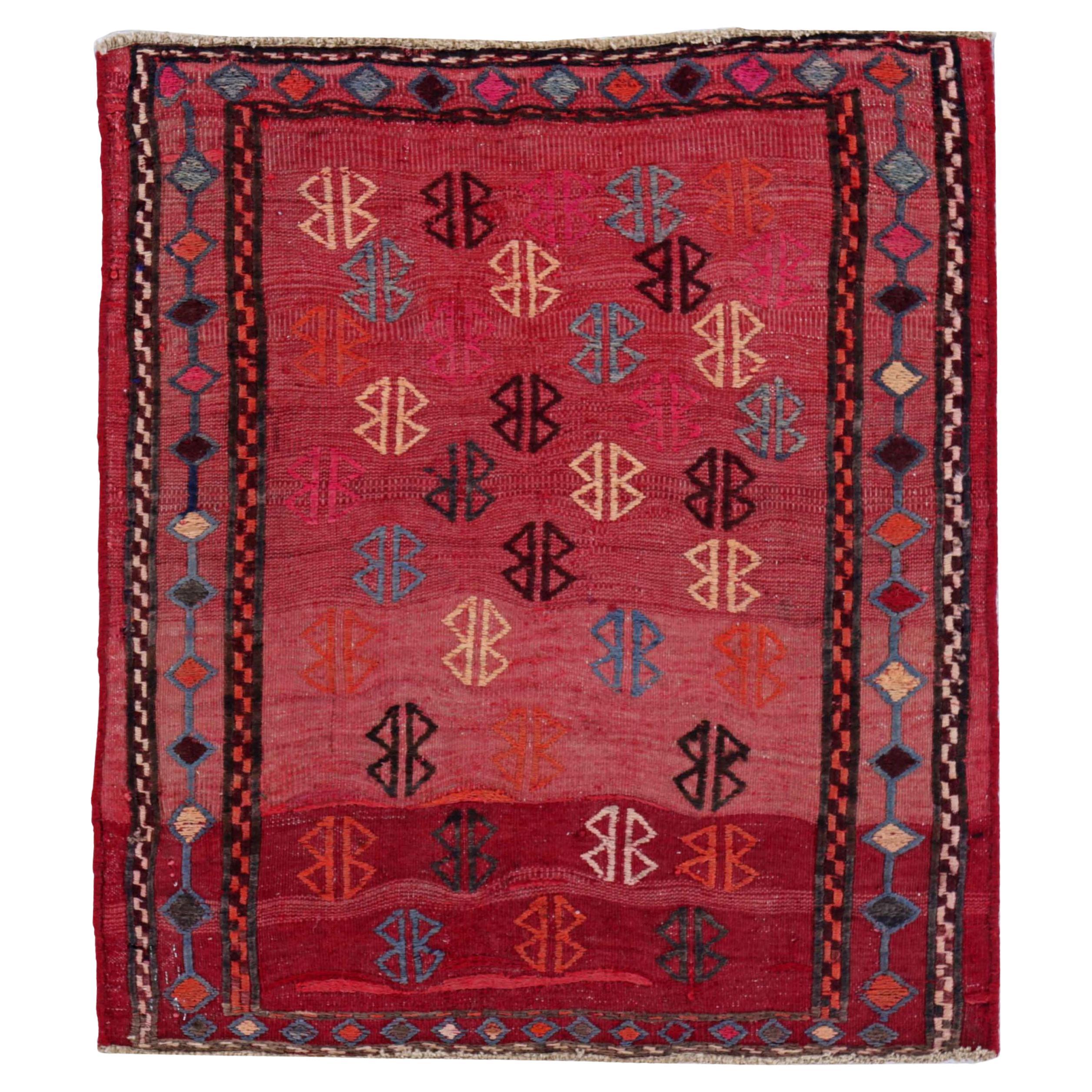 Rug & Kilim Kilim Persan Circa 1910 - Laine Brown Orange Rose Rouge - 91352