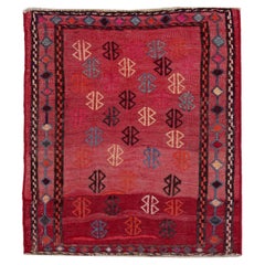 Rug & Kilim Kilim Persan Circa 1910 - Laine Brown Orange Rose Rouge - 91352