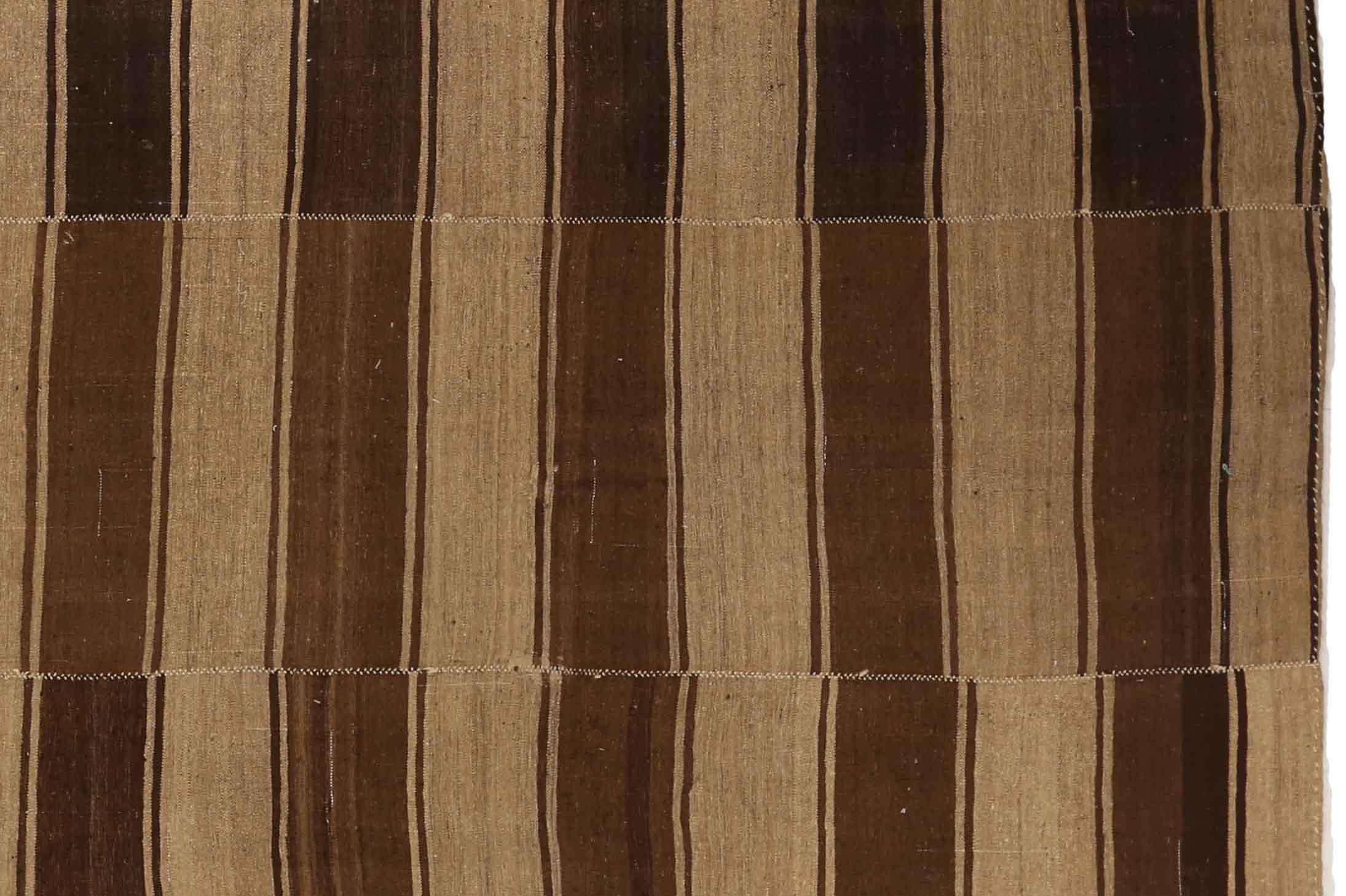 Asiatico Tappeti persiani Kilim quadrati del 1910 - Lana Marrone Taupe 74168 in vendita