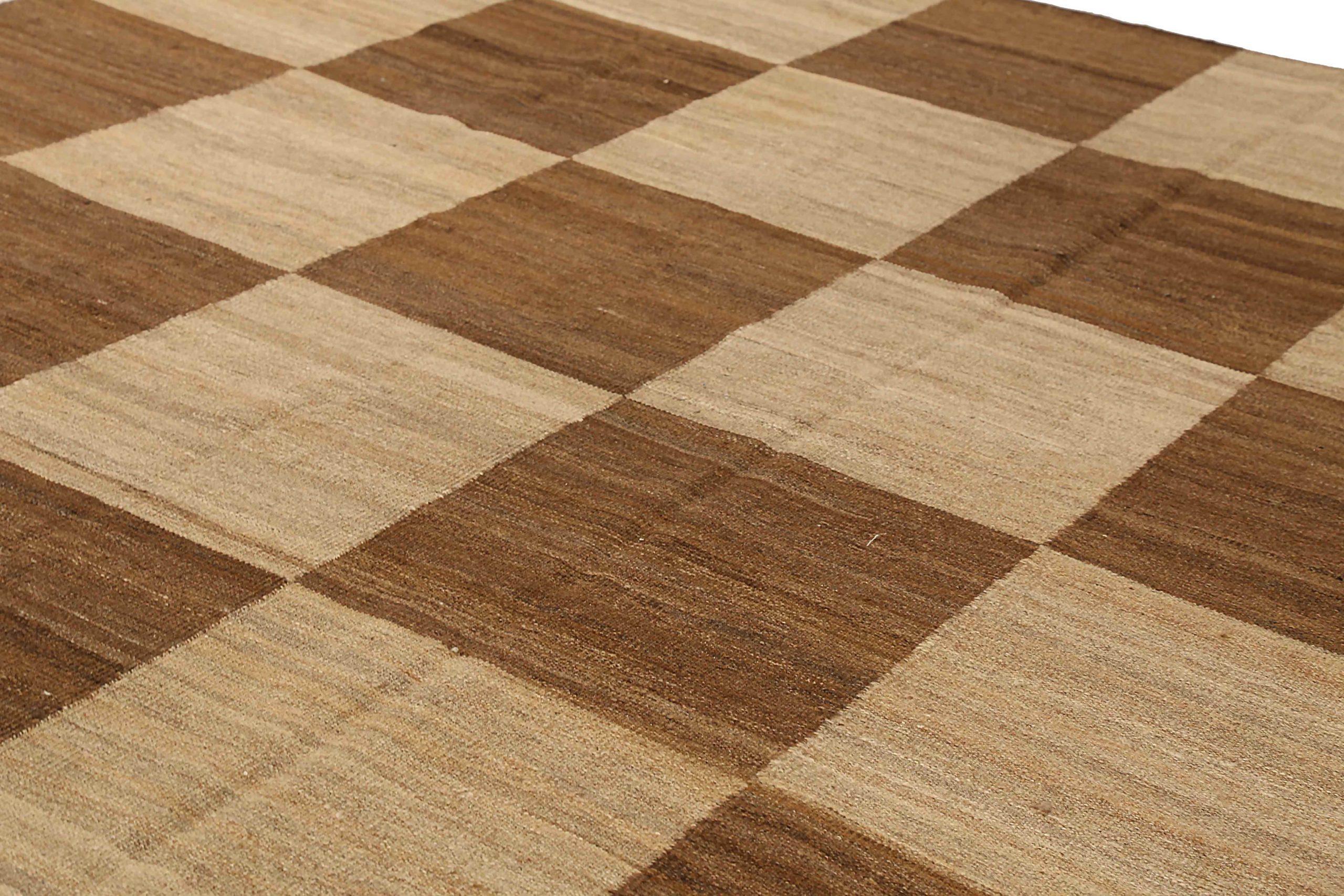 Alfombras Persas Kilim Cuadradas Circa 1940 - Lana Marrón Marfil 72622 Asiático en venta