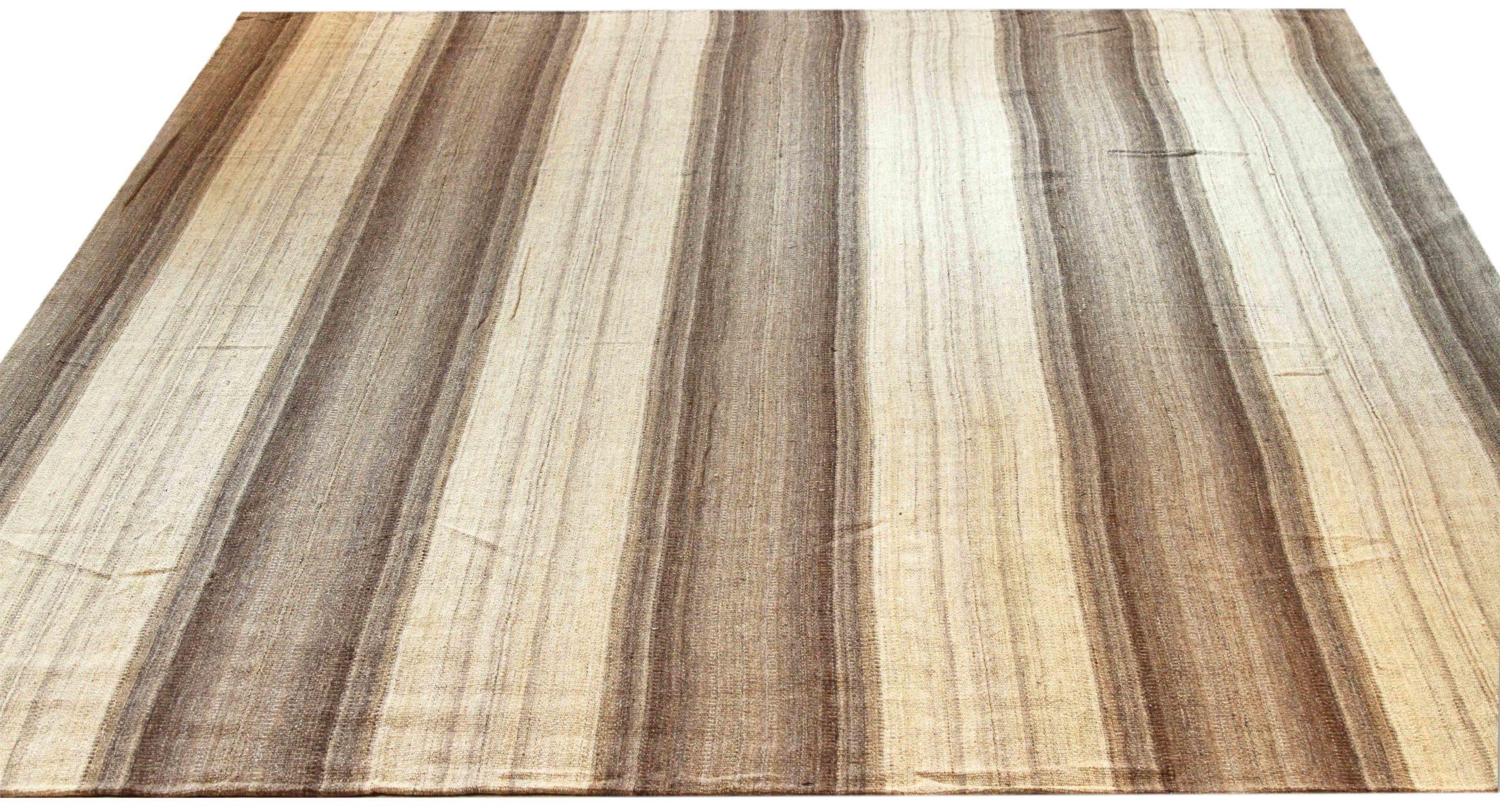 Discover the elegance of Persian Kilim featuring Square Area Rugs in Circa 1990. Designed with Wool and BrownIvory, this exclusive design is perfect for enhancing your space.