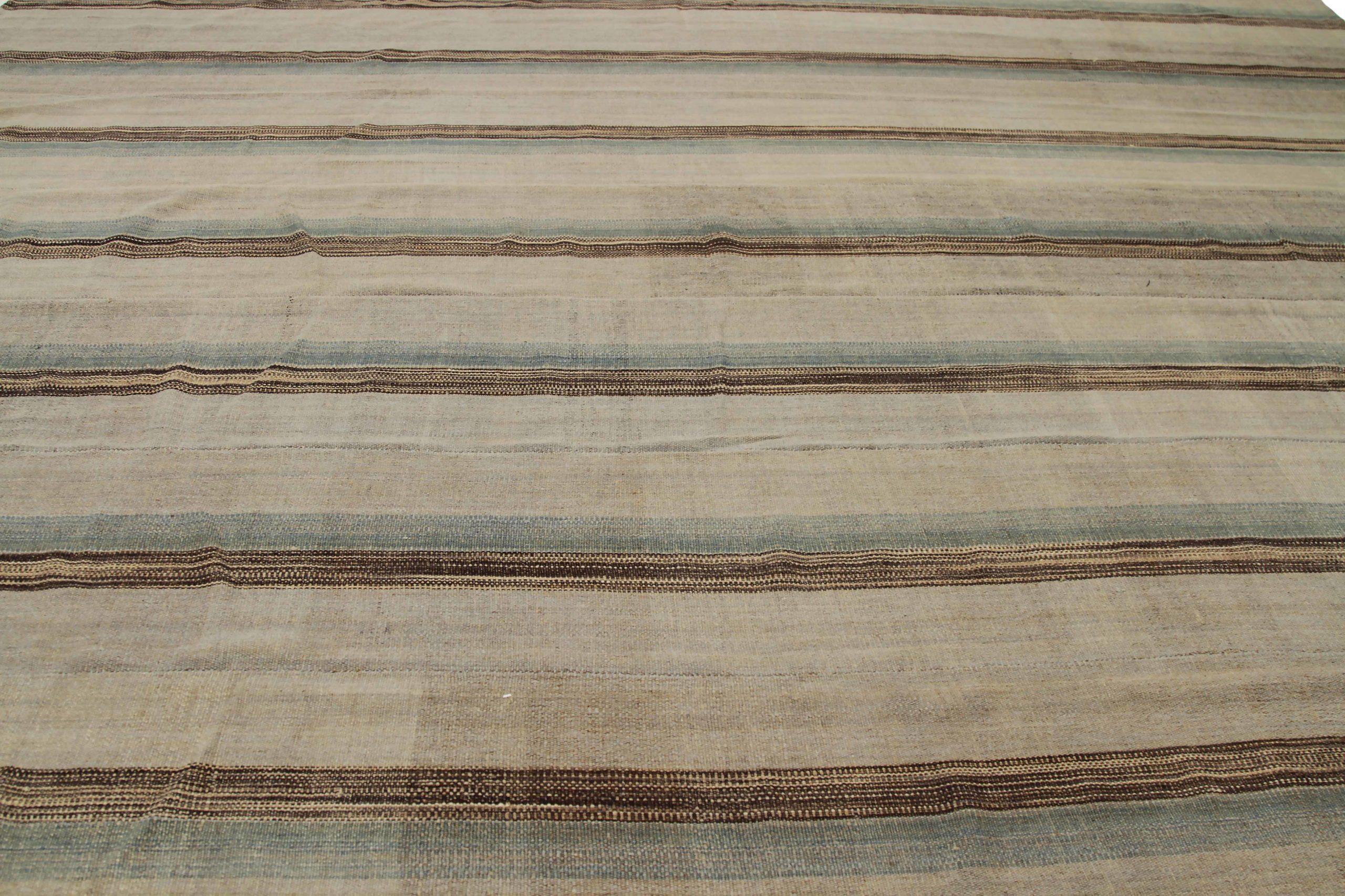 Alfombras Persas Cuadradas Kilim - Lana Azul Marrón Diseño Marfil - 88388 Iraquí en venta