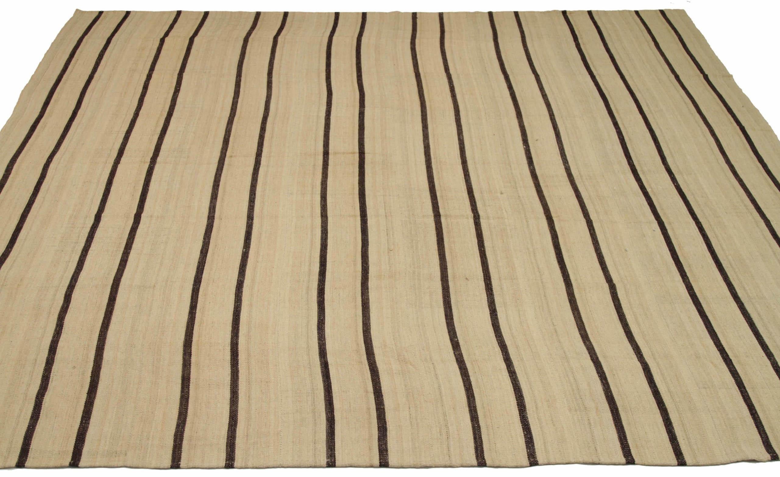 Discover the elegance of Persian Kilim featuring Square Area Rugs in Circa 1910. Designed with Wool and BrownIvory, this exclusive design is perfect for enhancing your space.
