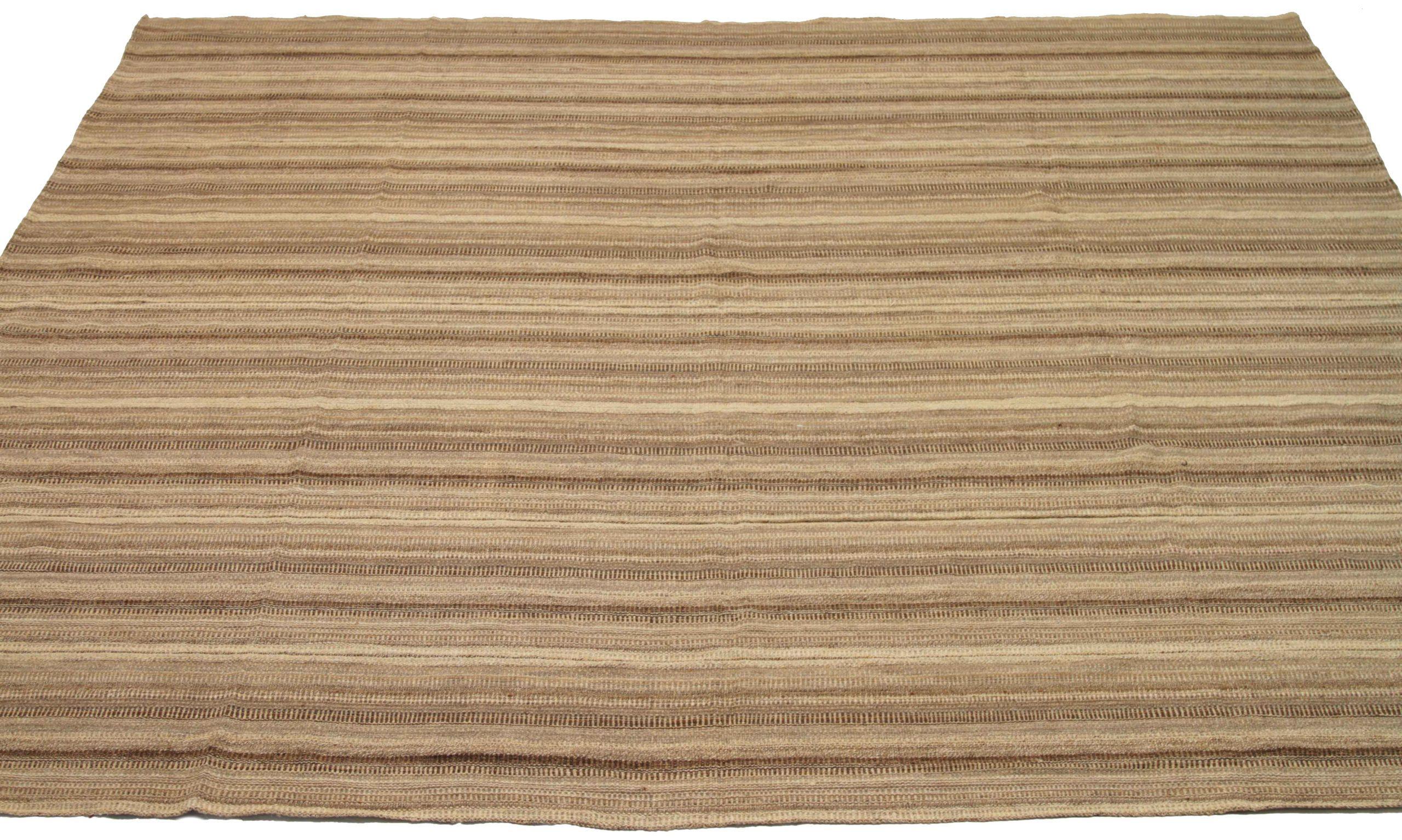 Discover the elegance of Persian Kilim featuring Square Area Rugs in Circa 1910. Designed with Wool and BrownIvory, this exclusive design is perfect for enhancing your space.