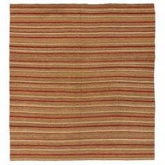 Persische Kilim Quadratische Teppiche - Wolle Braun Elfenbein Rot Design - 88414
