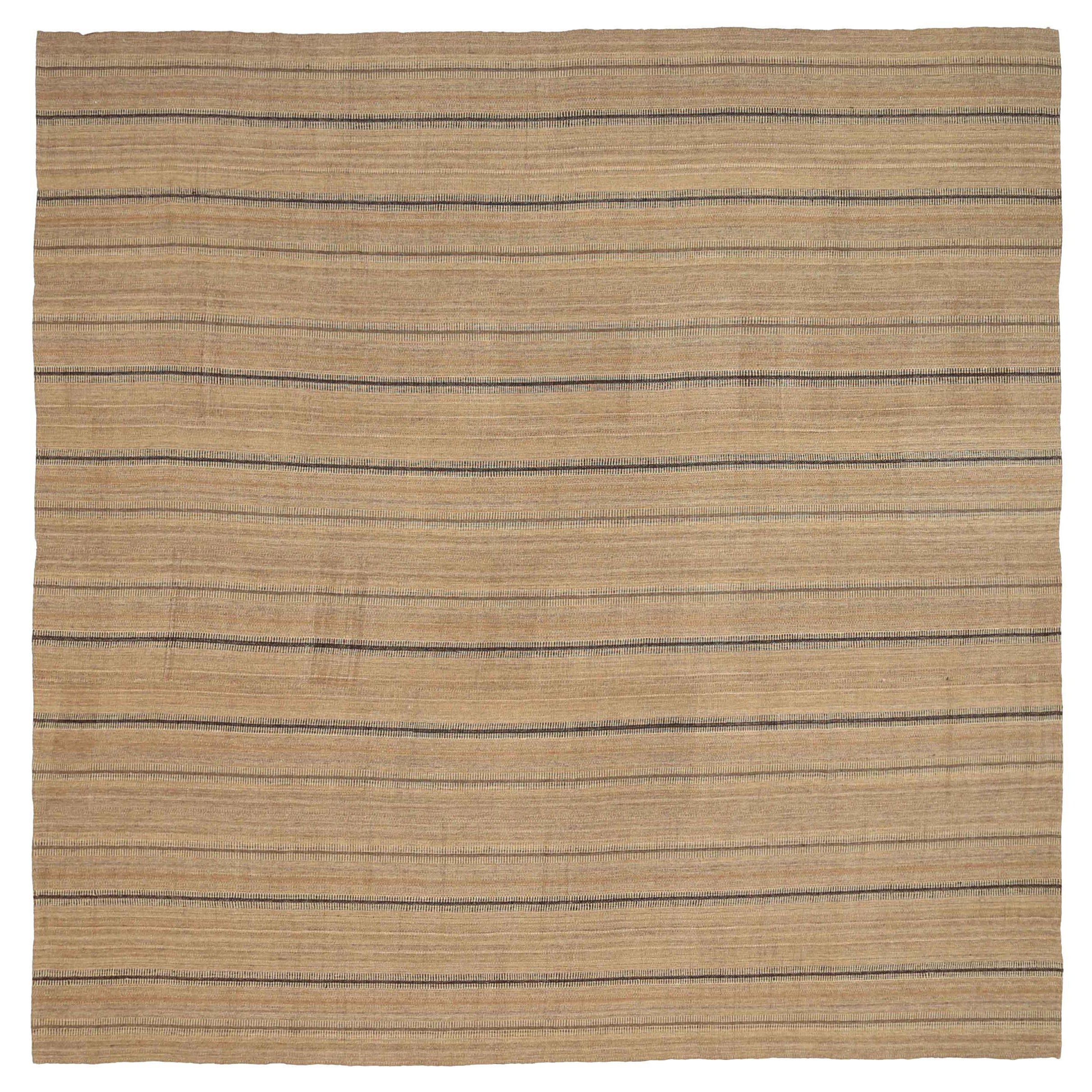 Persische Kilim Quadratische Teppiche - Wolle Braun Taupe Design - 88687 im Angebot