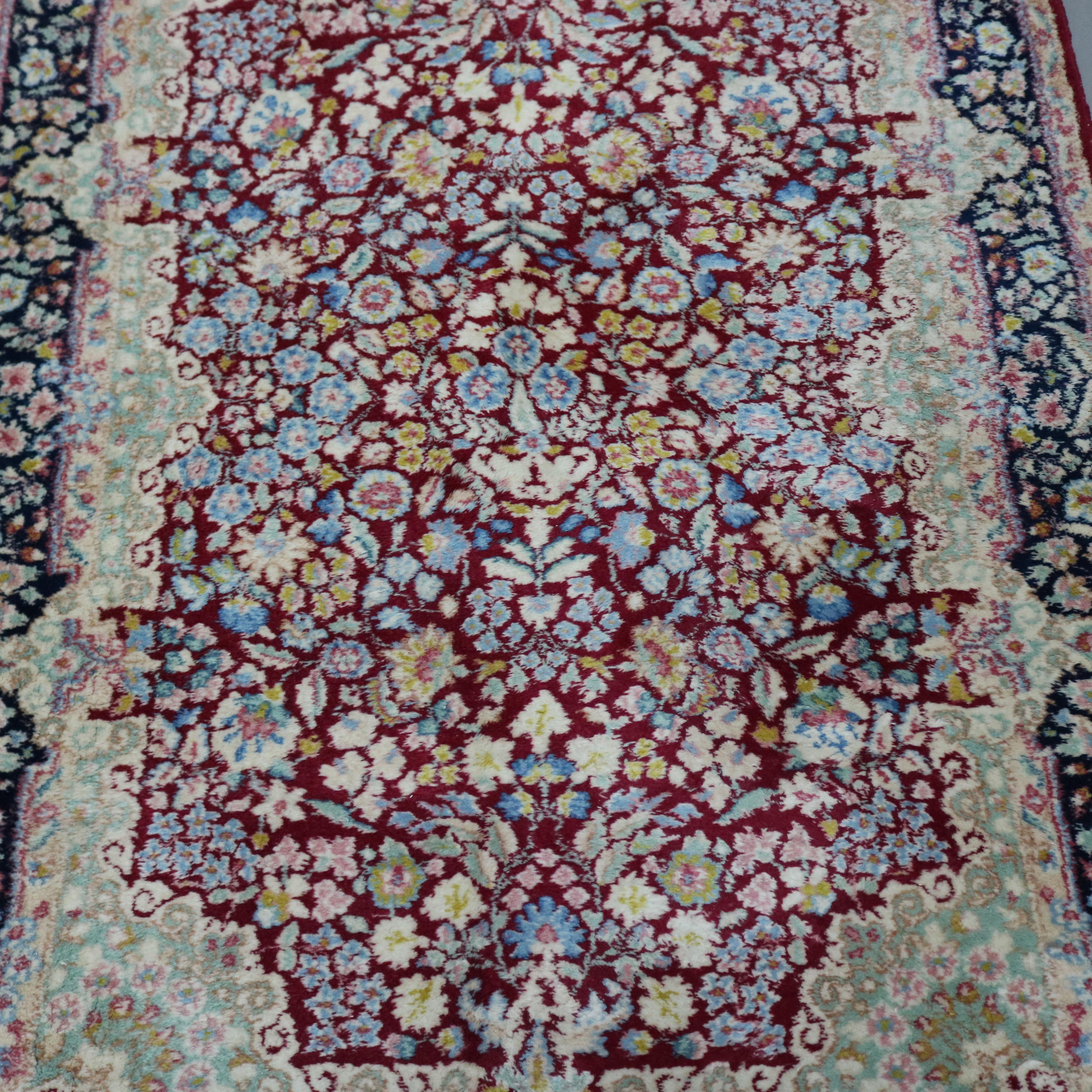 Woven Persian Kirman Oriental Rug, circa 1940