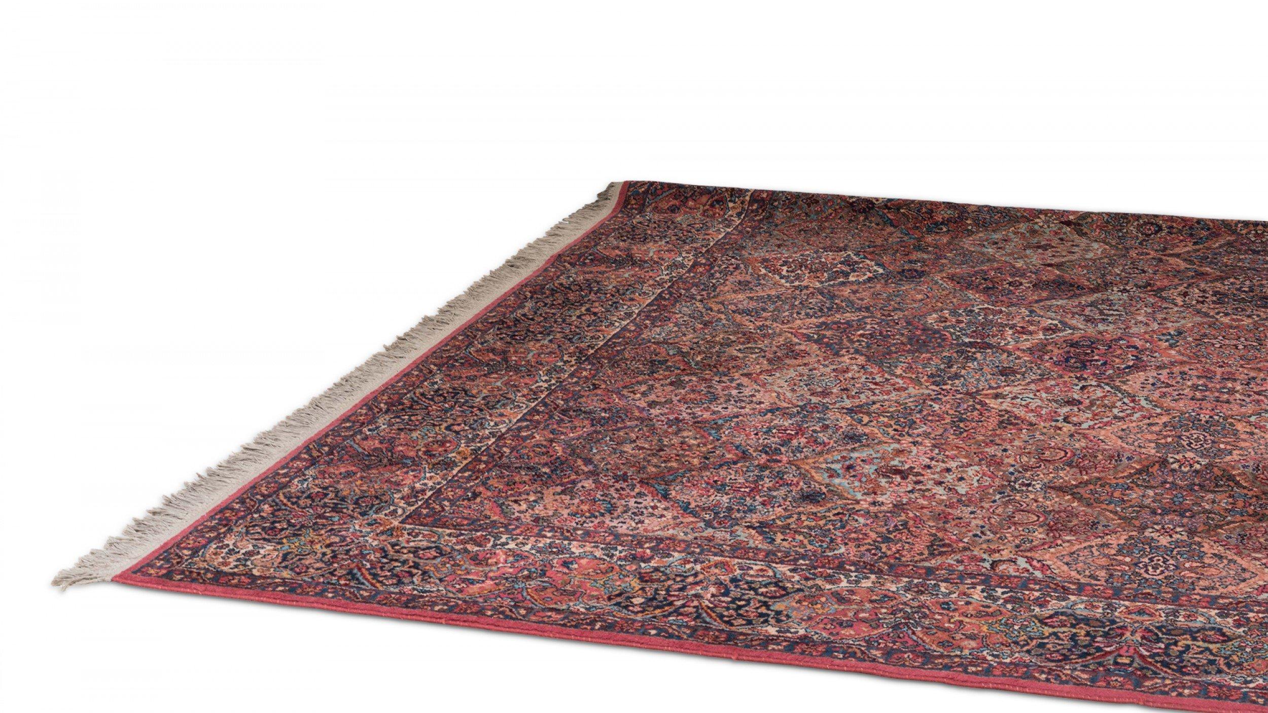 Persischer Kirman-Teppich aus roter und blauer Wolle (Islamisch) im Angebot