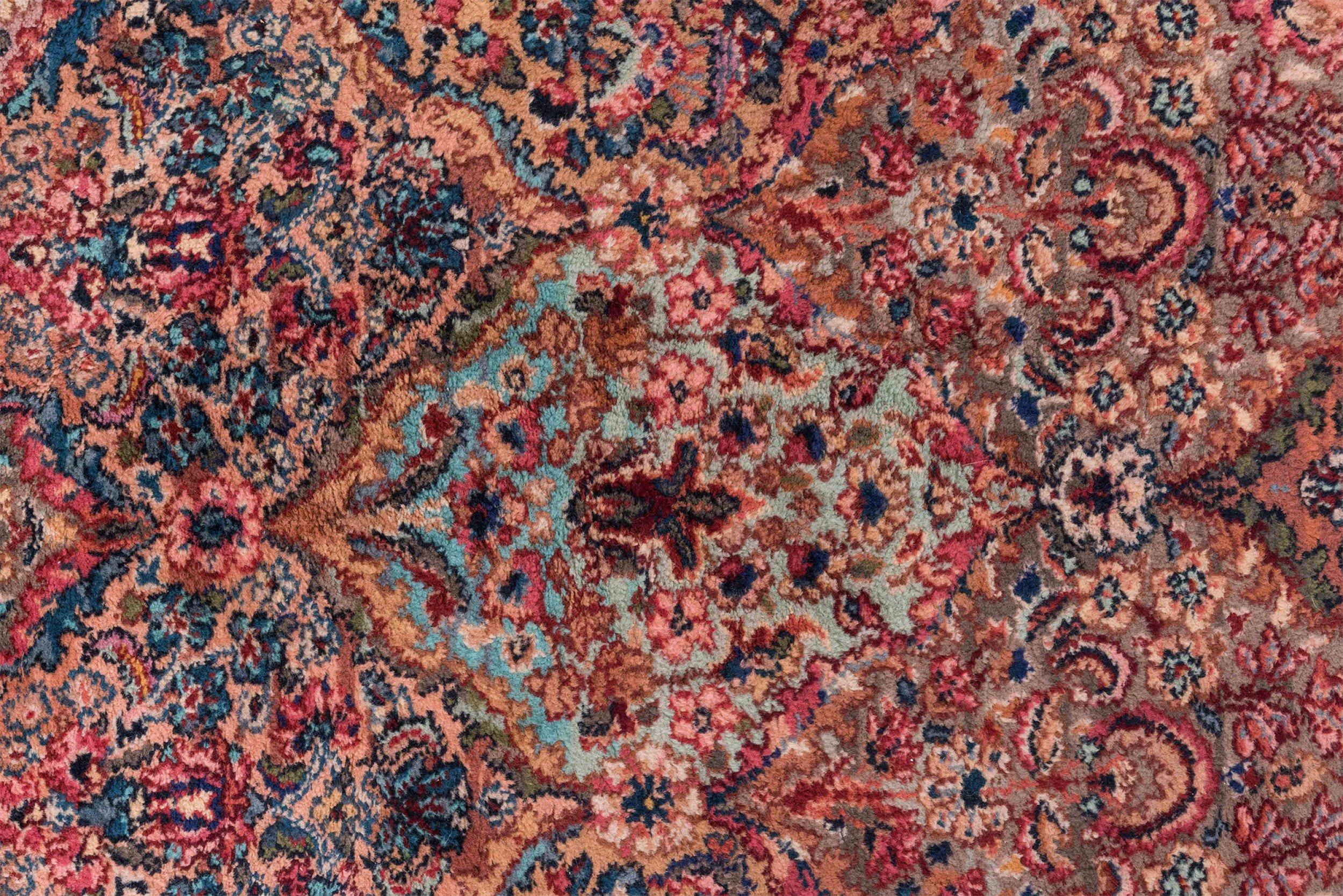 Persischer Kirman-Teppich aus roter und blauer Wolle (Unbekannt) im Angebot