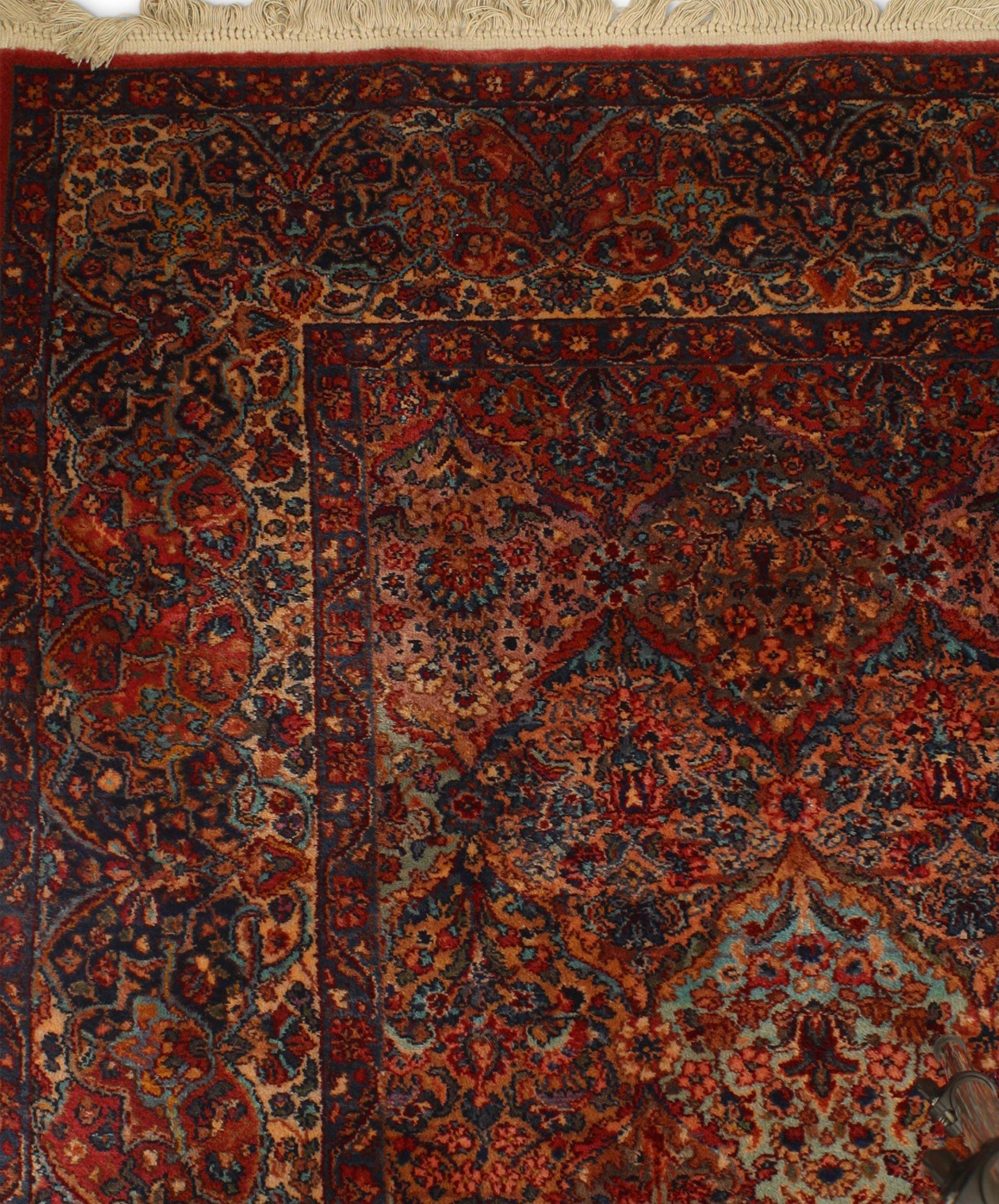 Persischer Kirman-Teppich aus roter und blauer Wolle im Angebot 1